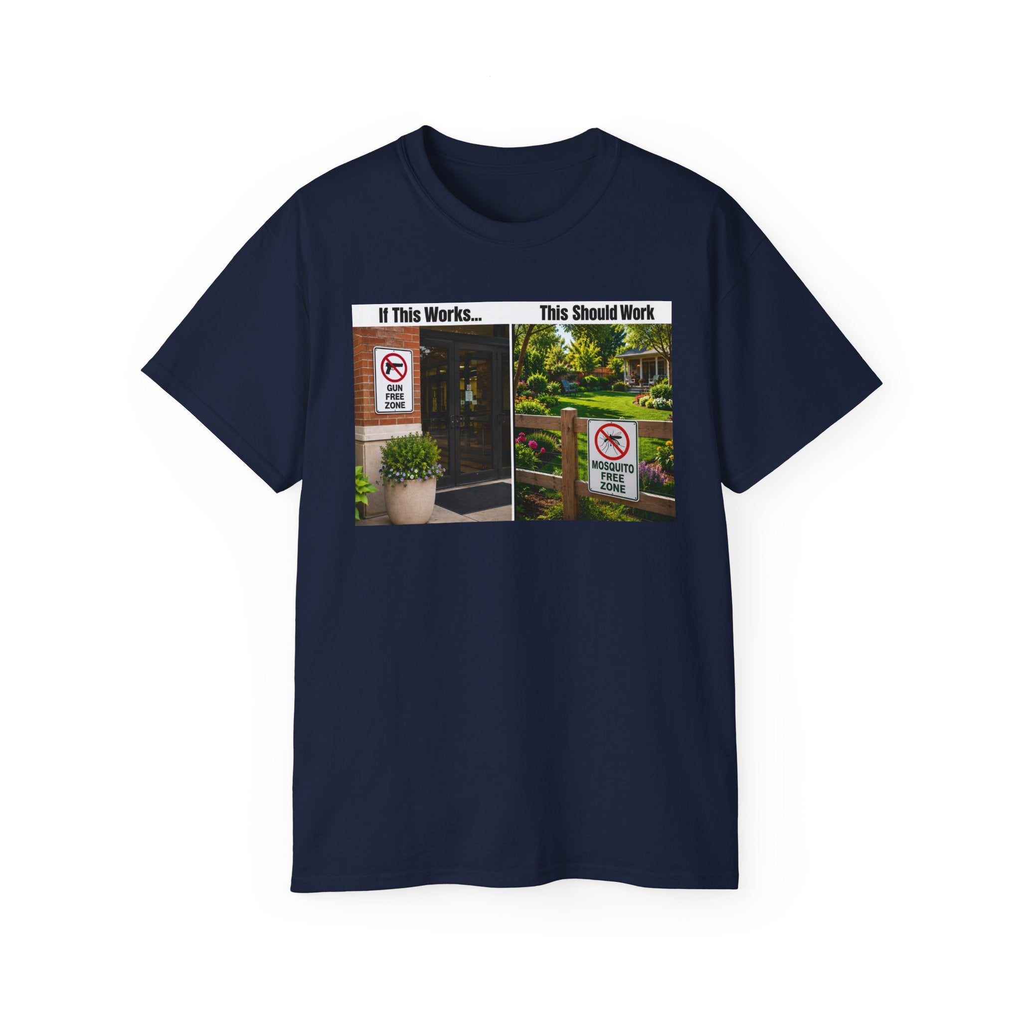 T-Shirt — "If This Works... This Should Work" Funny Gun Free Zone Sign Tee