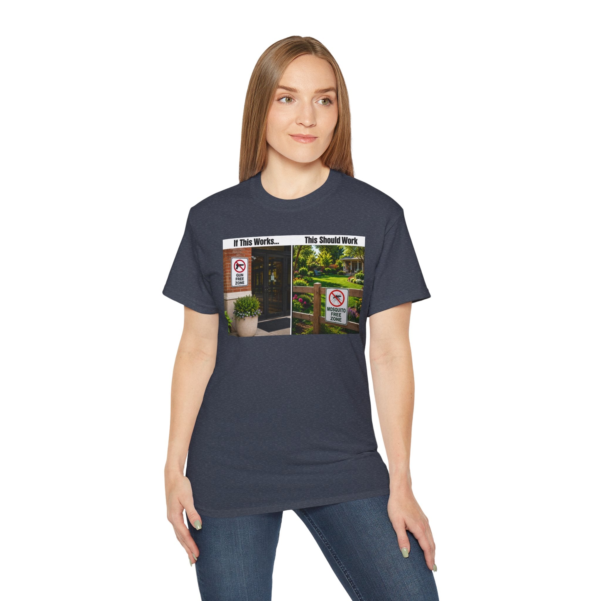 T-Shirt — "If This Works... This Should Work" Funny Gun Free Zone Sign Tee