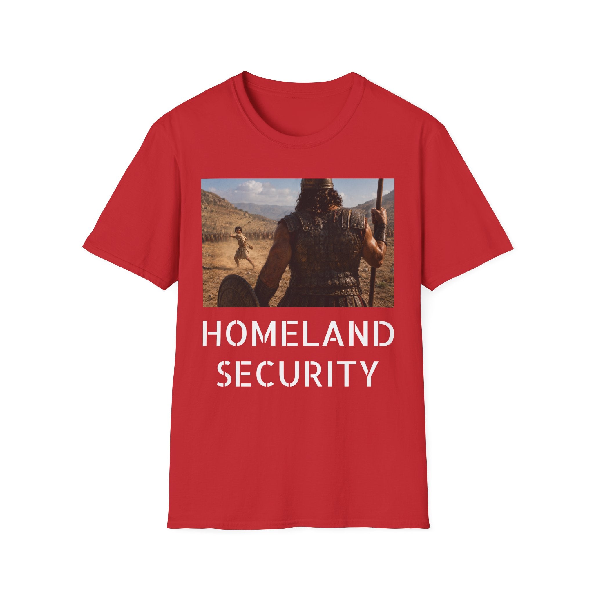 David and Goliath Scene T‑Shirt — Epic Battle Landscape Graphic Tee