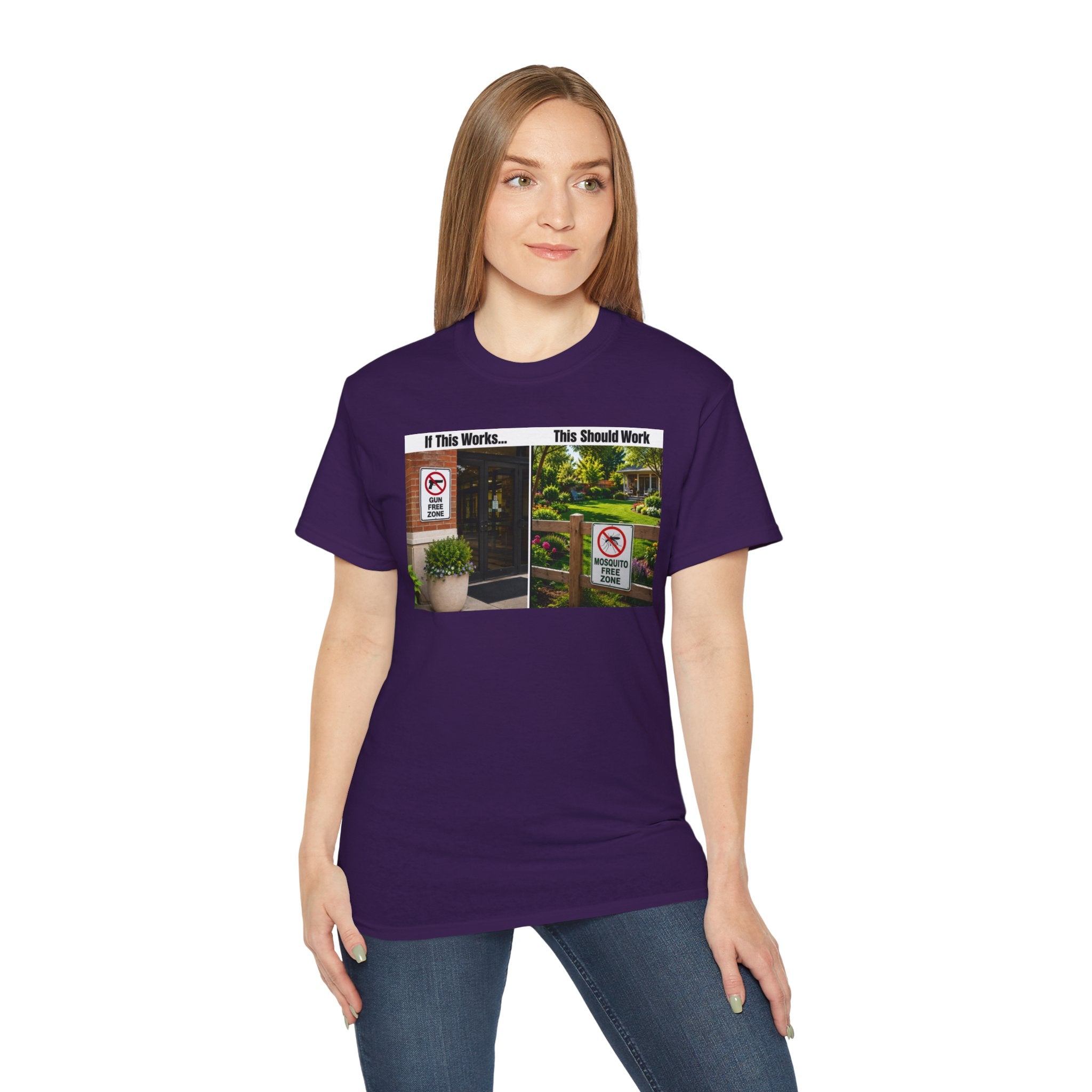 T-Shirt — "If This Works... This Should Work" Funny Gun Free Zone Sign Tee