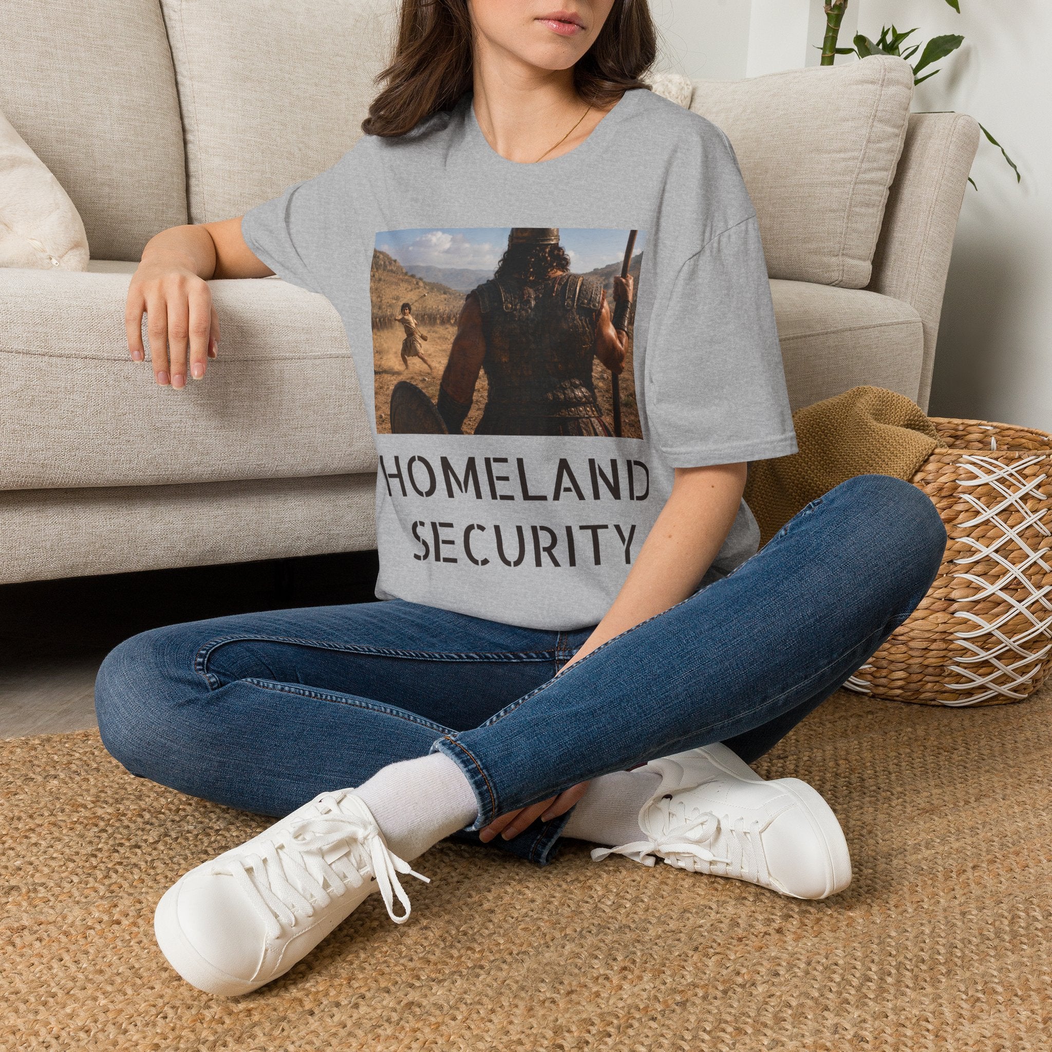 David and Goliath Scene T‑Shirt — Epic Battle Landscape Graphic Tee
