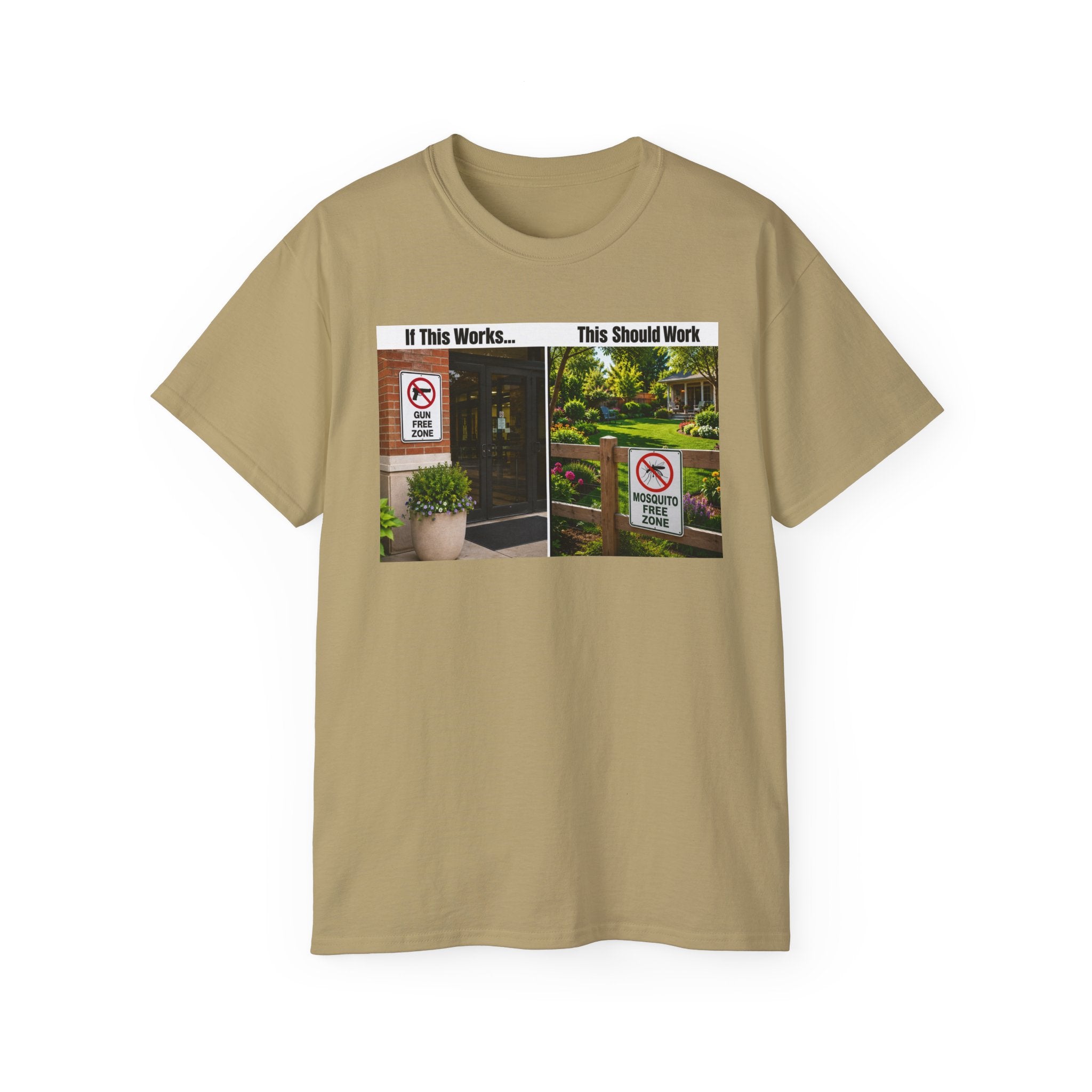 T-Shirt — "If This Works... This Should Work" Funny Gun Free Zone Sign Tee