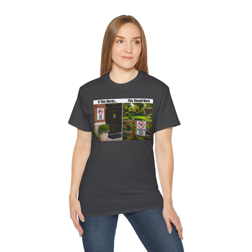 T-Shirt — "If This Works... This Should Work" Funny Gun Free Zone Sign Tee