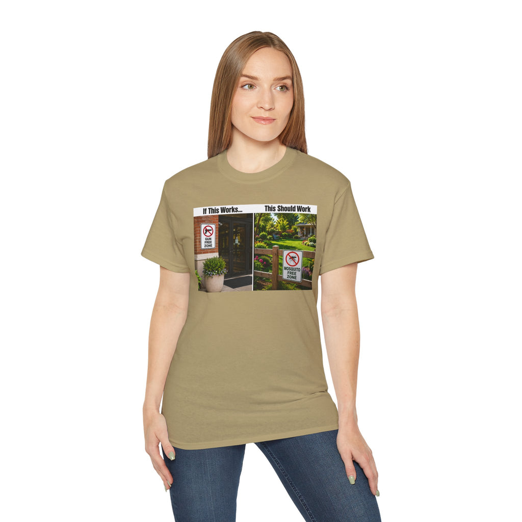 T-Shirt — "If This Works... This Should Work" Funny Gun Free Zone Sign Tee