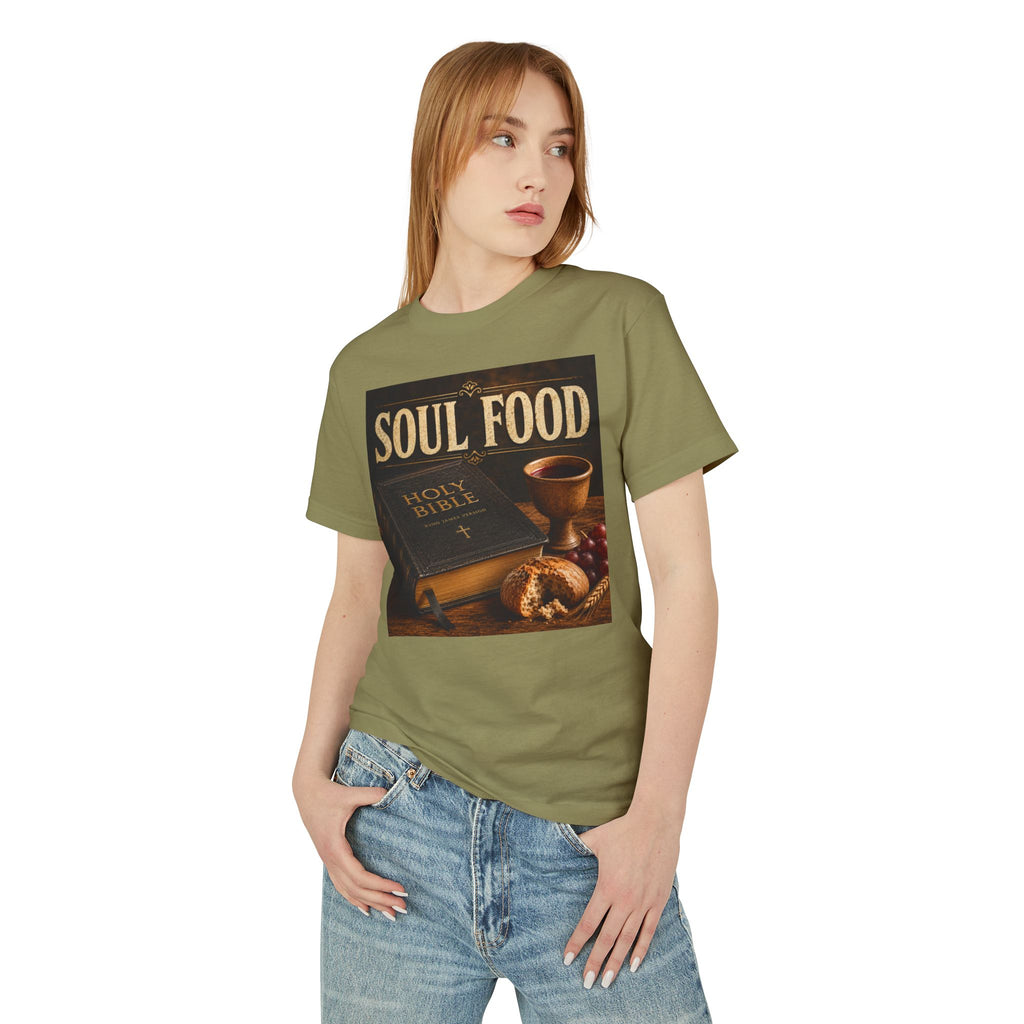Soul Food Holy Bible graphic Tee | Crossfire American flag back
