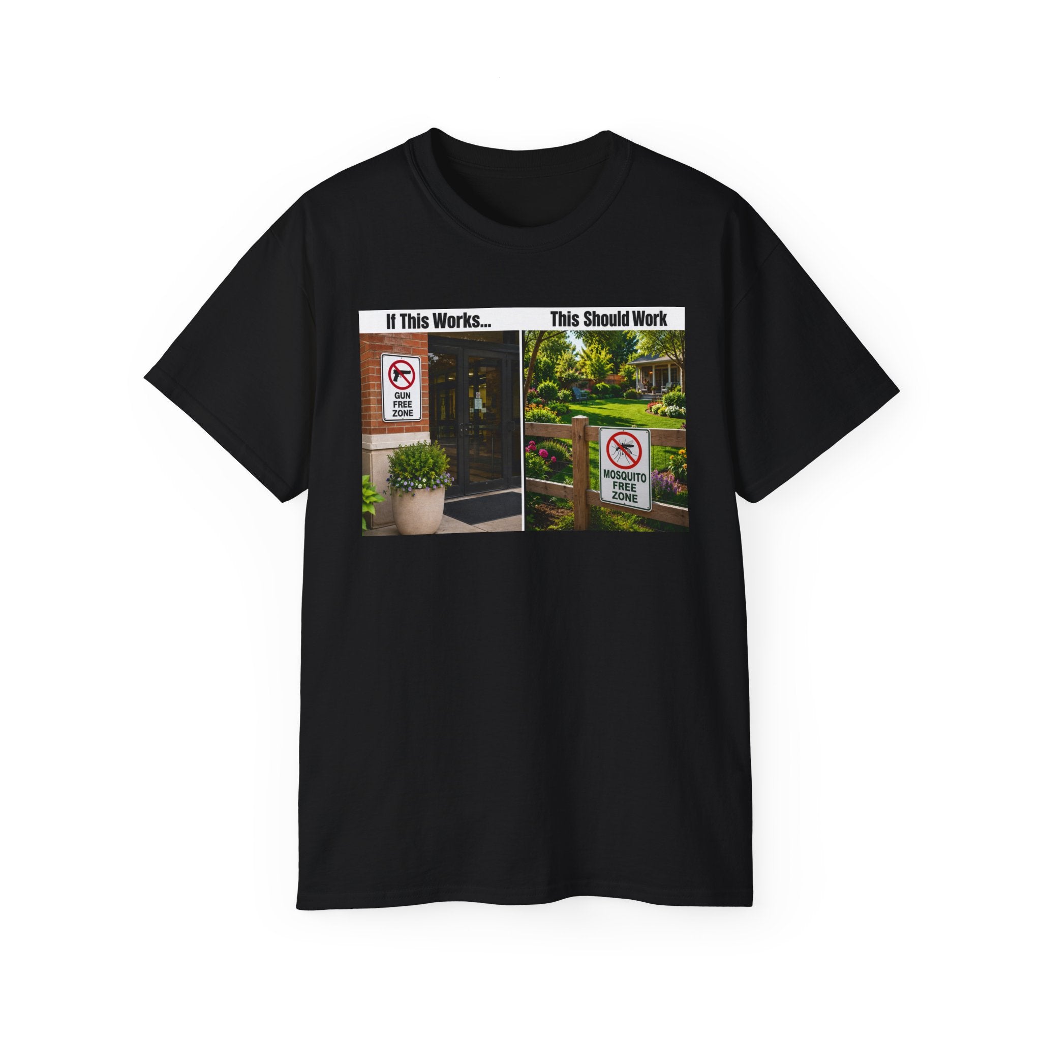 T-Shirt — "If This Works... This Should Work" Funny Gun Free Zone Sign Tee