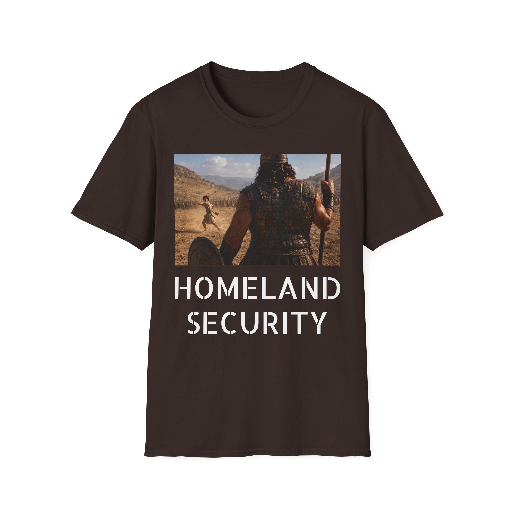 David and Goliath Scene T‑Shirt — Epic Battle Landscape Graphic Tee