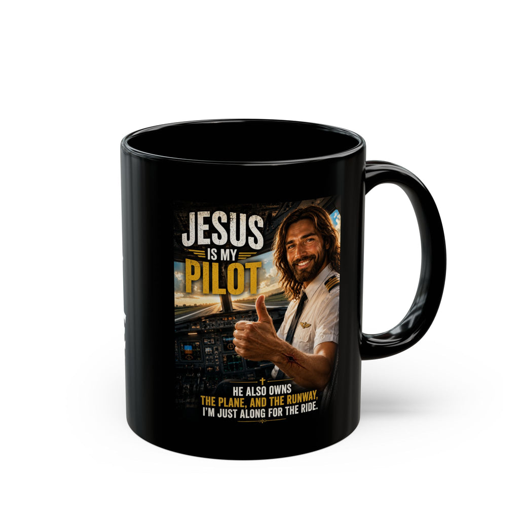 Jesus Is My Pilot Mug | Black Ceramic Coffee Cup