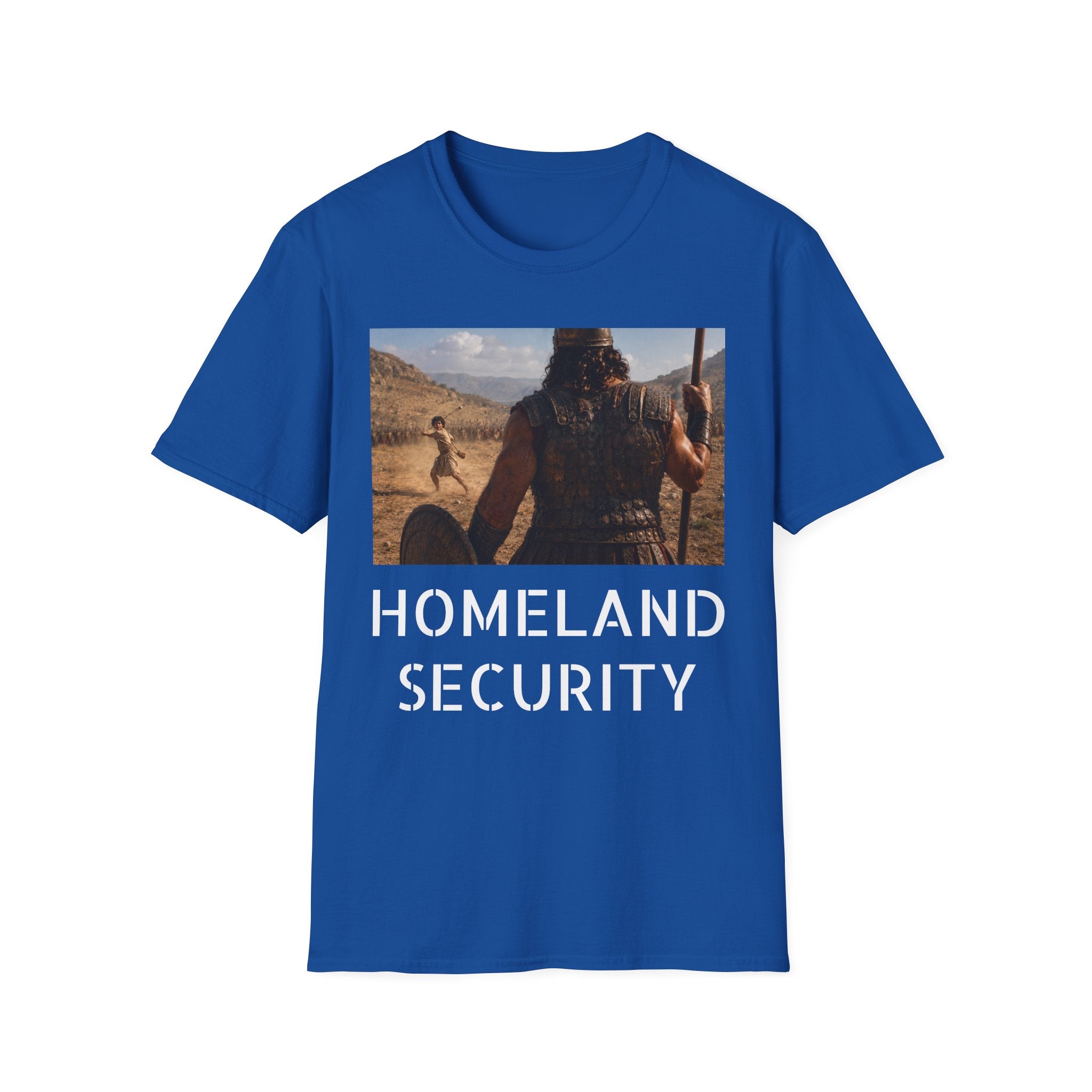 David and Goliath Scene T‑Shirt — Epic Battle Landscape Graphic Tee