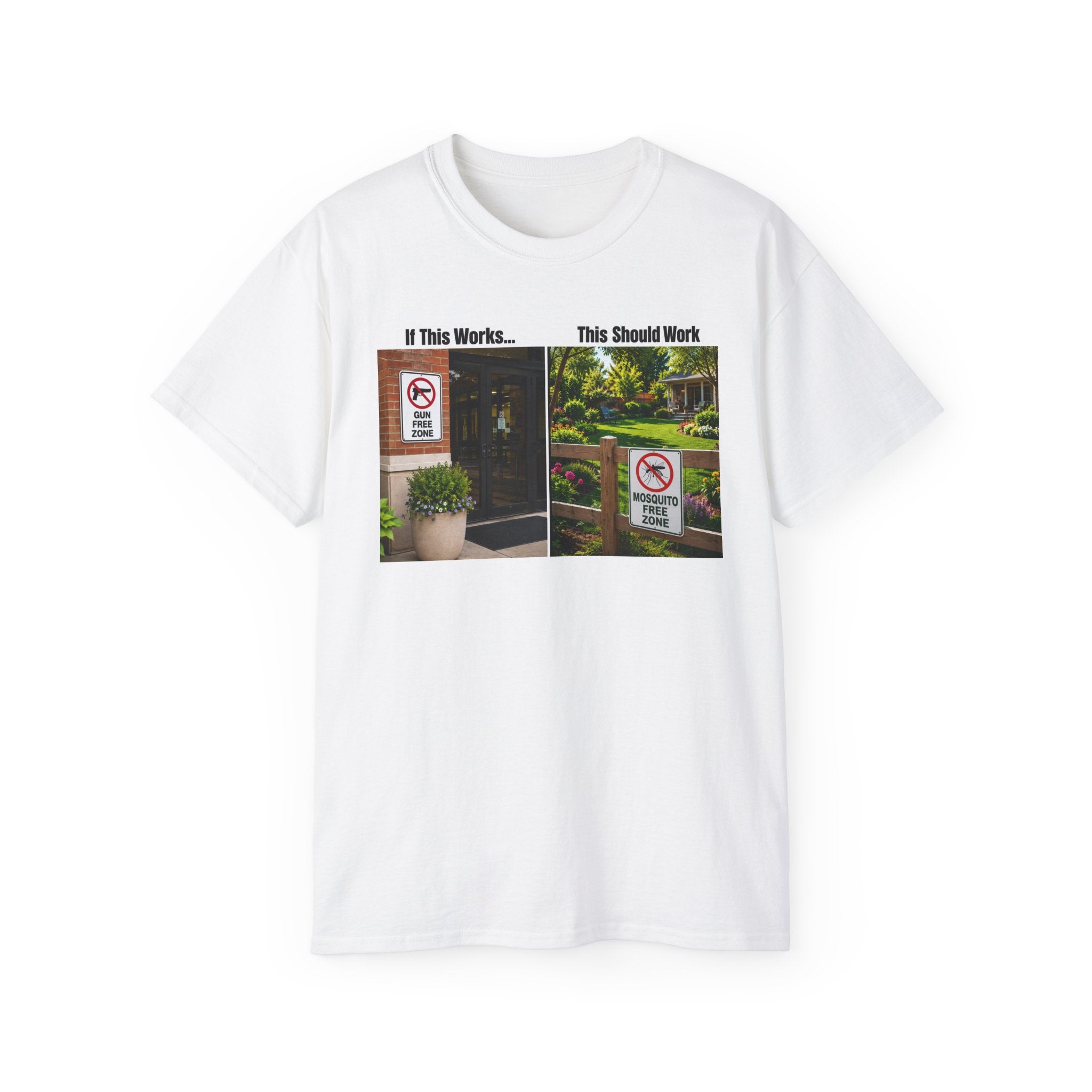 T-Shirt — "If This Works... This Should Work" Funny Gun Free Zone Sign Tee