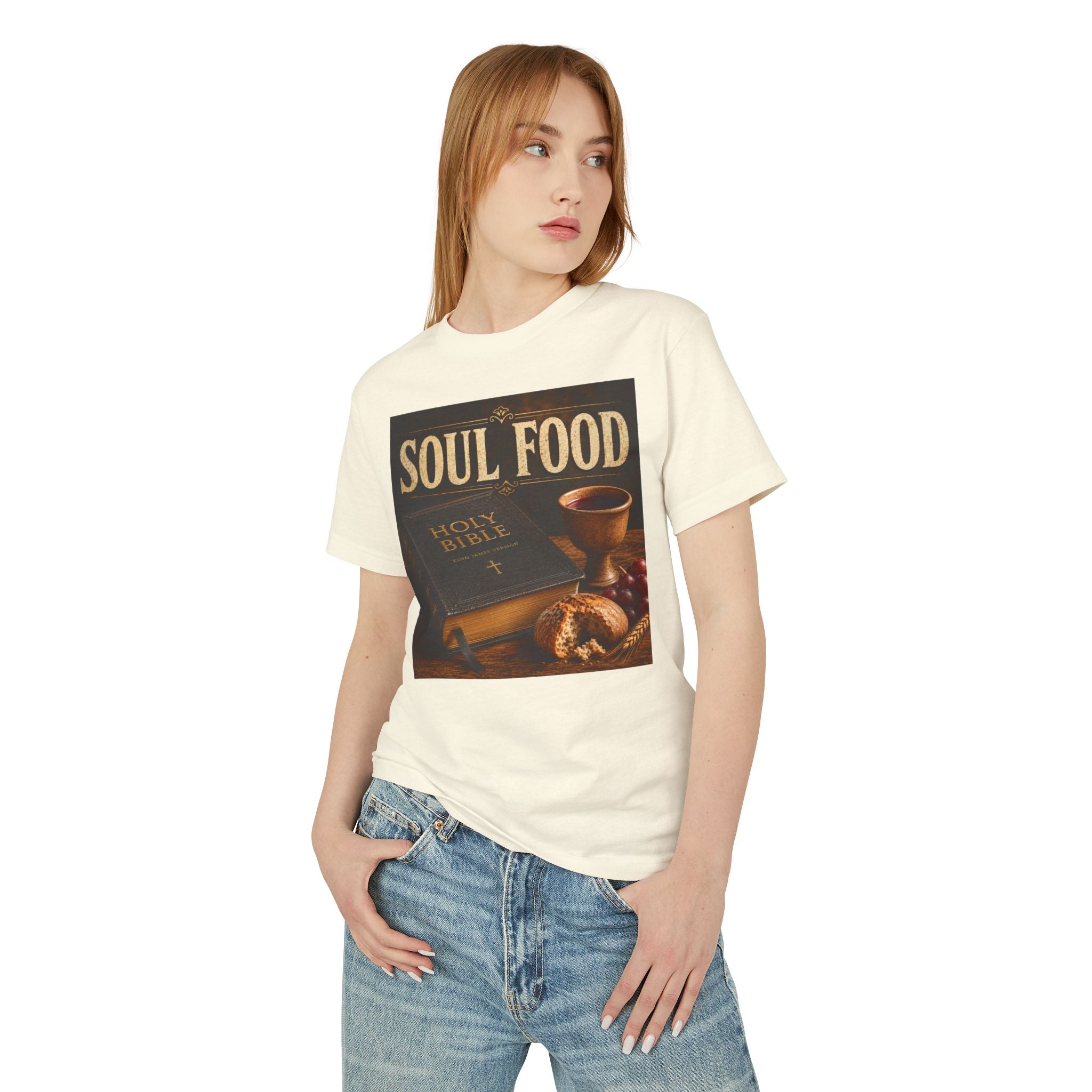 Soul Food Holy Bible graphic Tee | Crossfire American flag back
