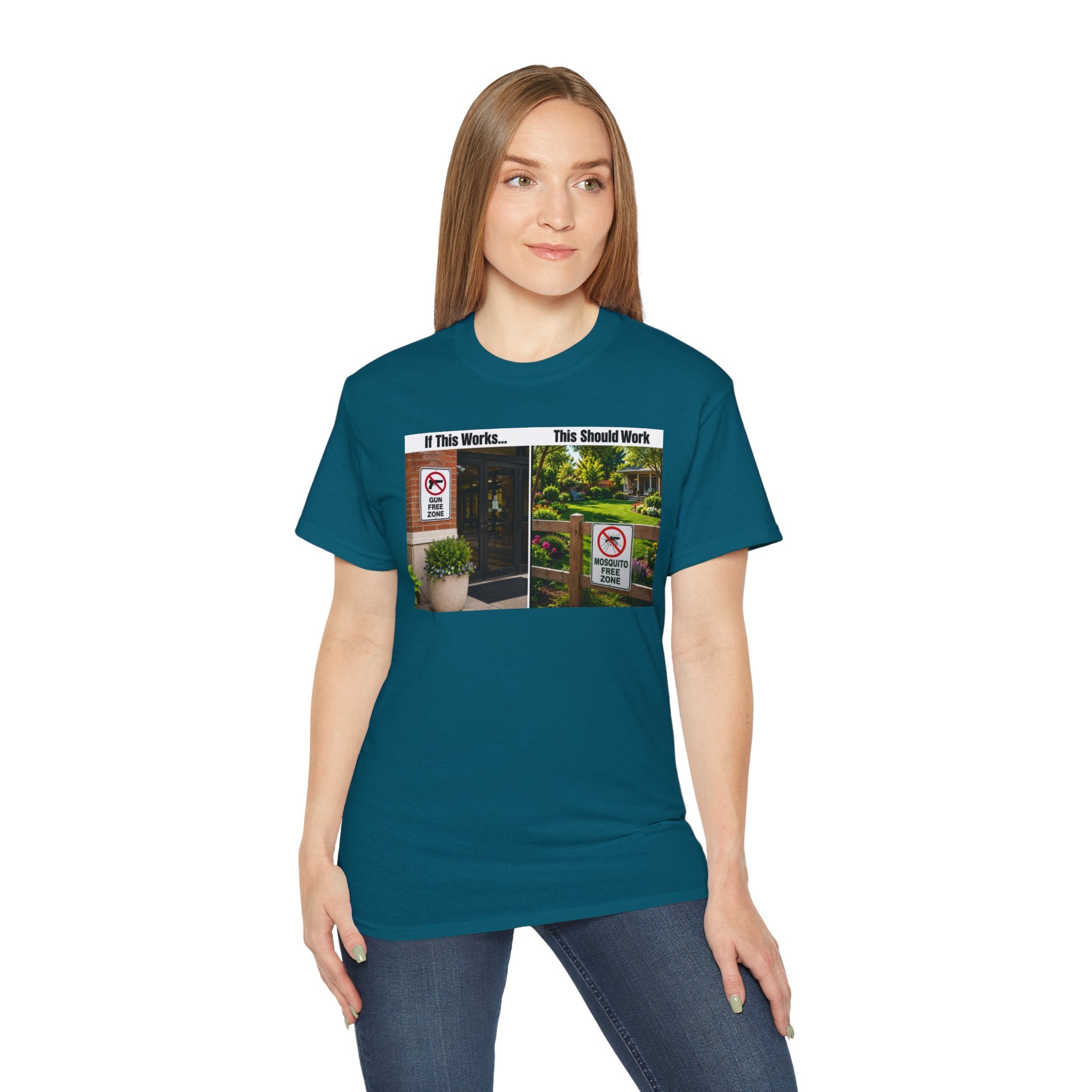 T-Shirt — "If This Works... This Should Work" Funny Gun Free Zone Sign Tee