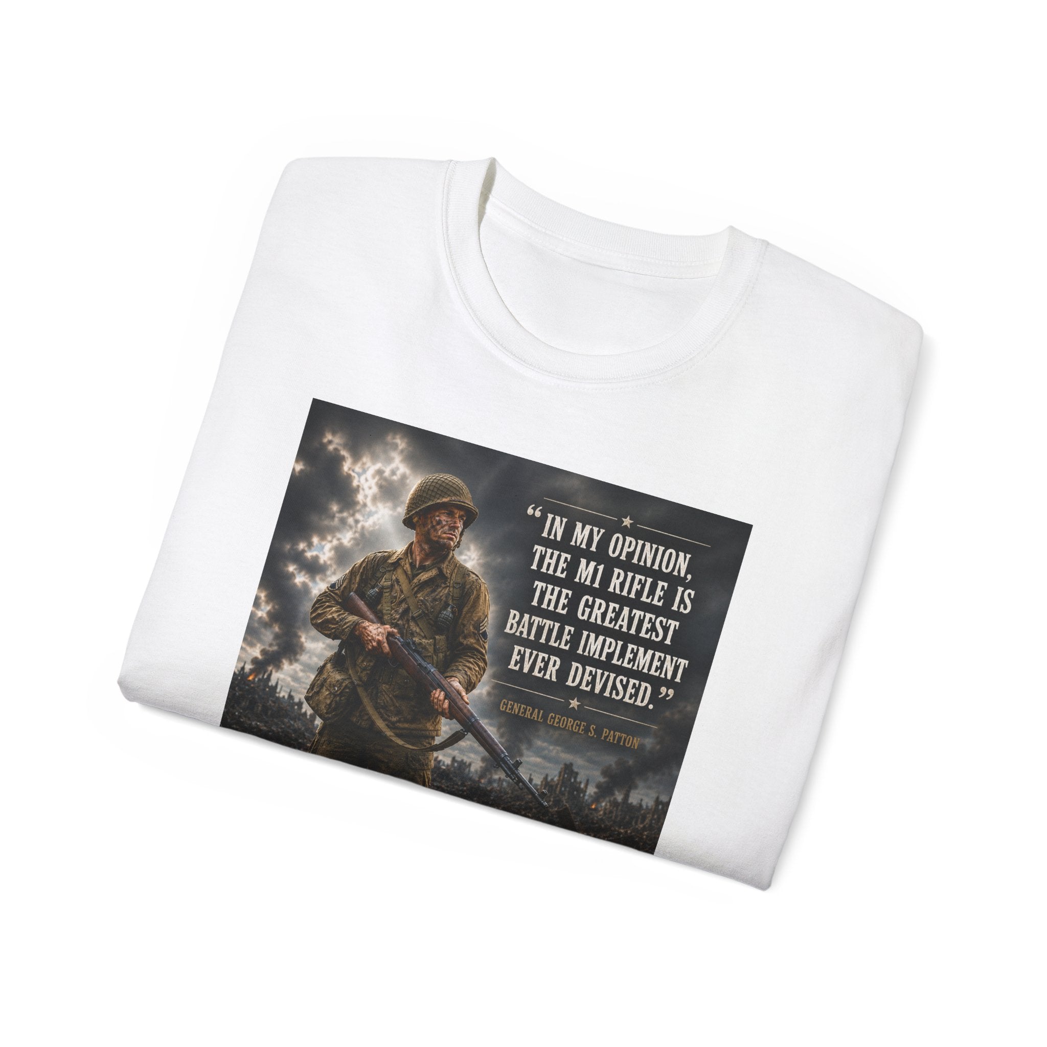 Soldier with Rifle Quote T-Shirt | Military Vintage Warfare Tee
