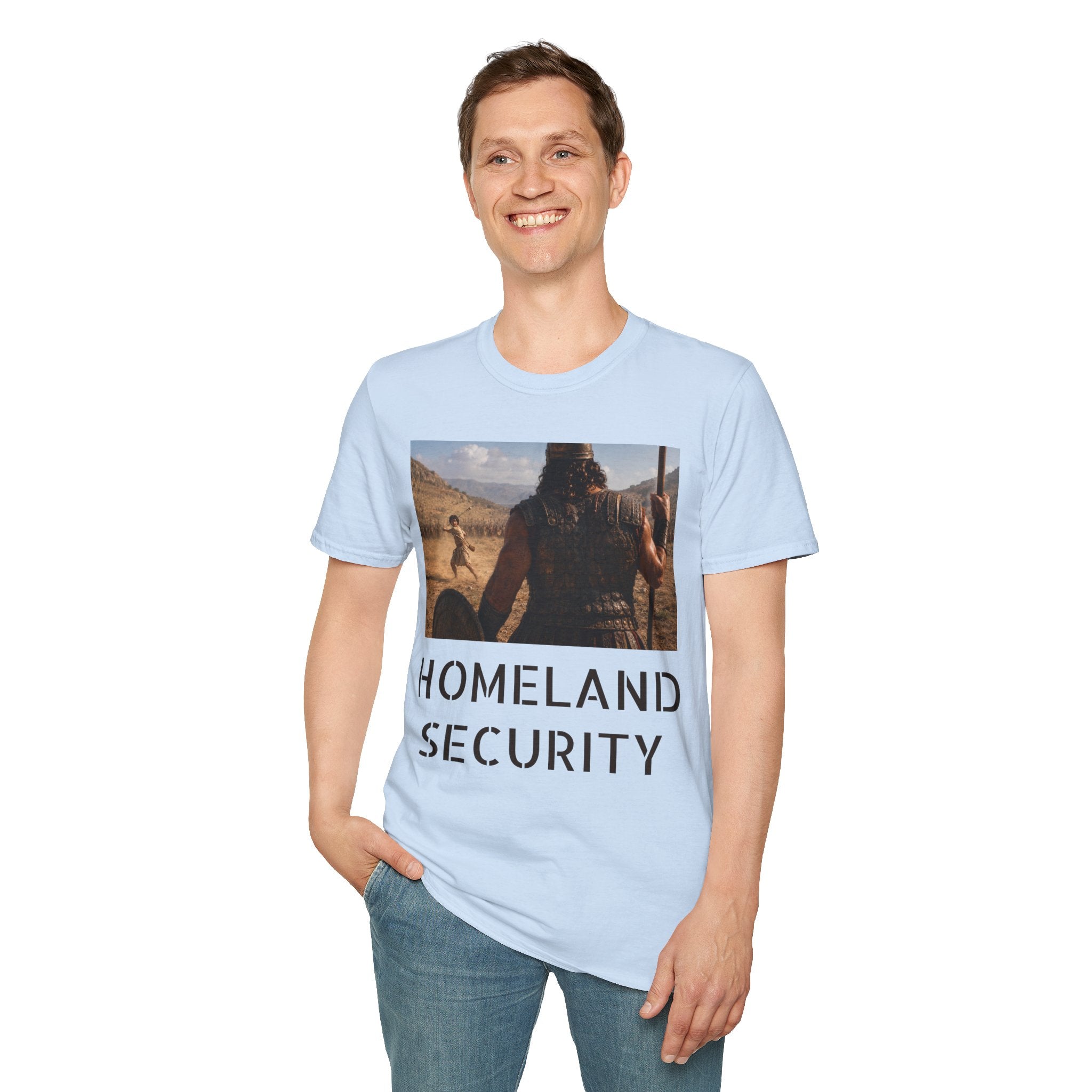 David and Goliath Scene T‑Shirt — Epic Battle Landscape Graphic Tee