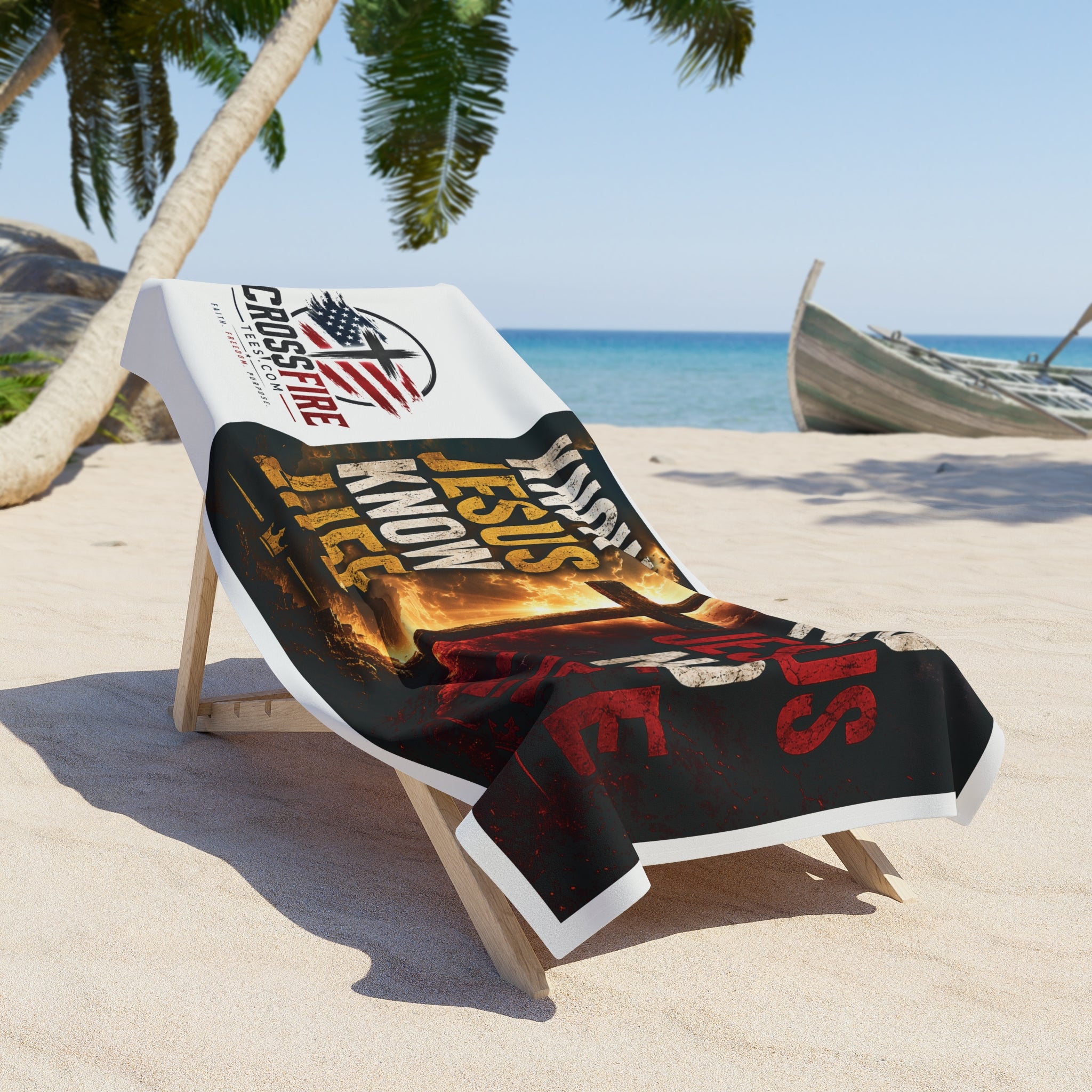Know Jesus Know Life beach towel | Christian cross scripture design
