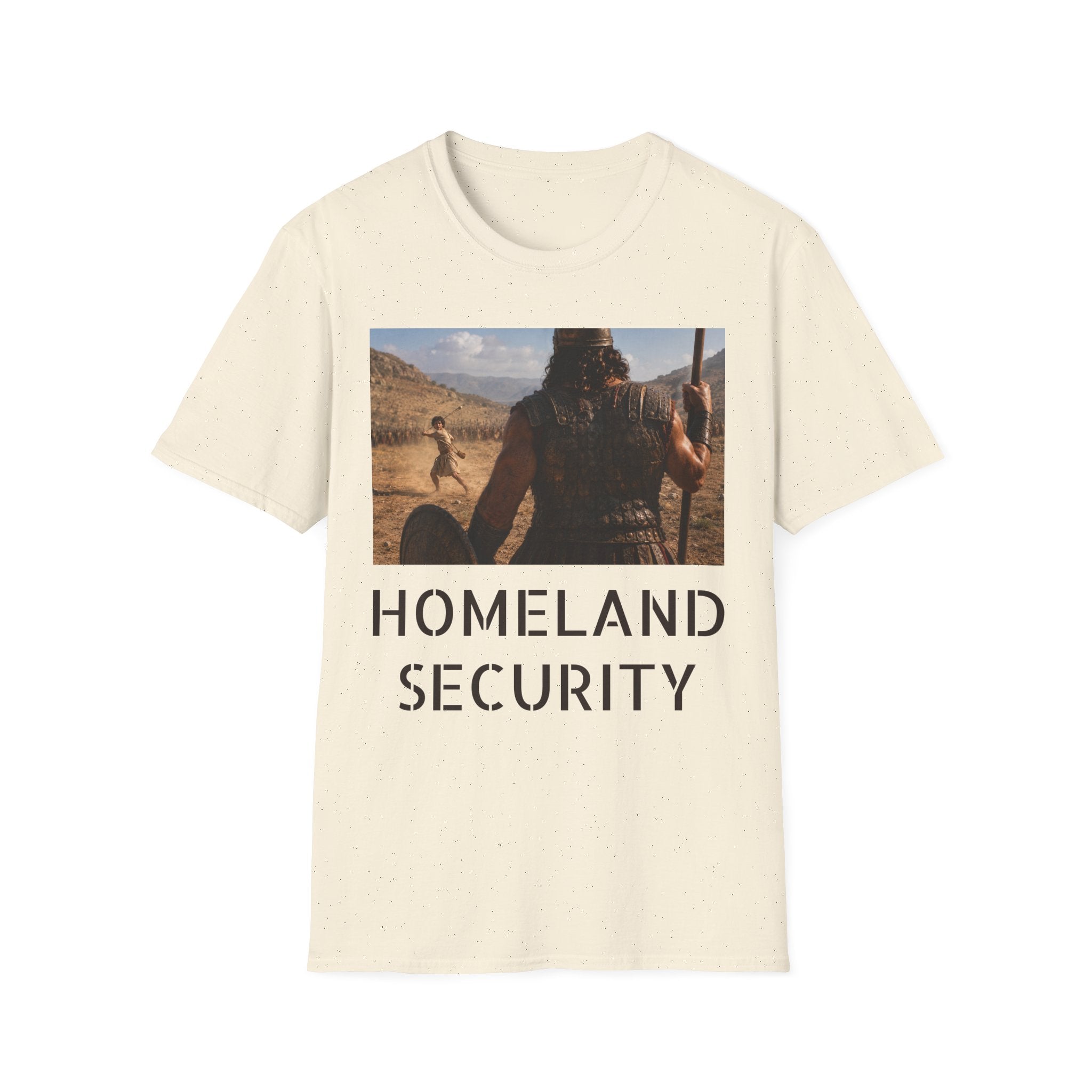 David and Goliath Scene T‑Shirt — Epic Battle Landscape Graphic Tee