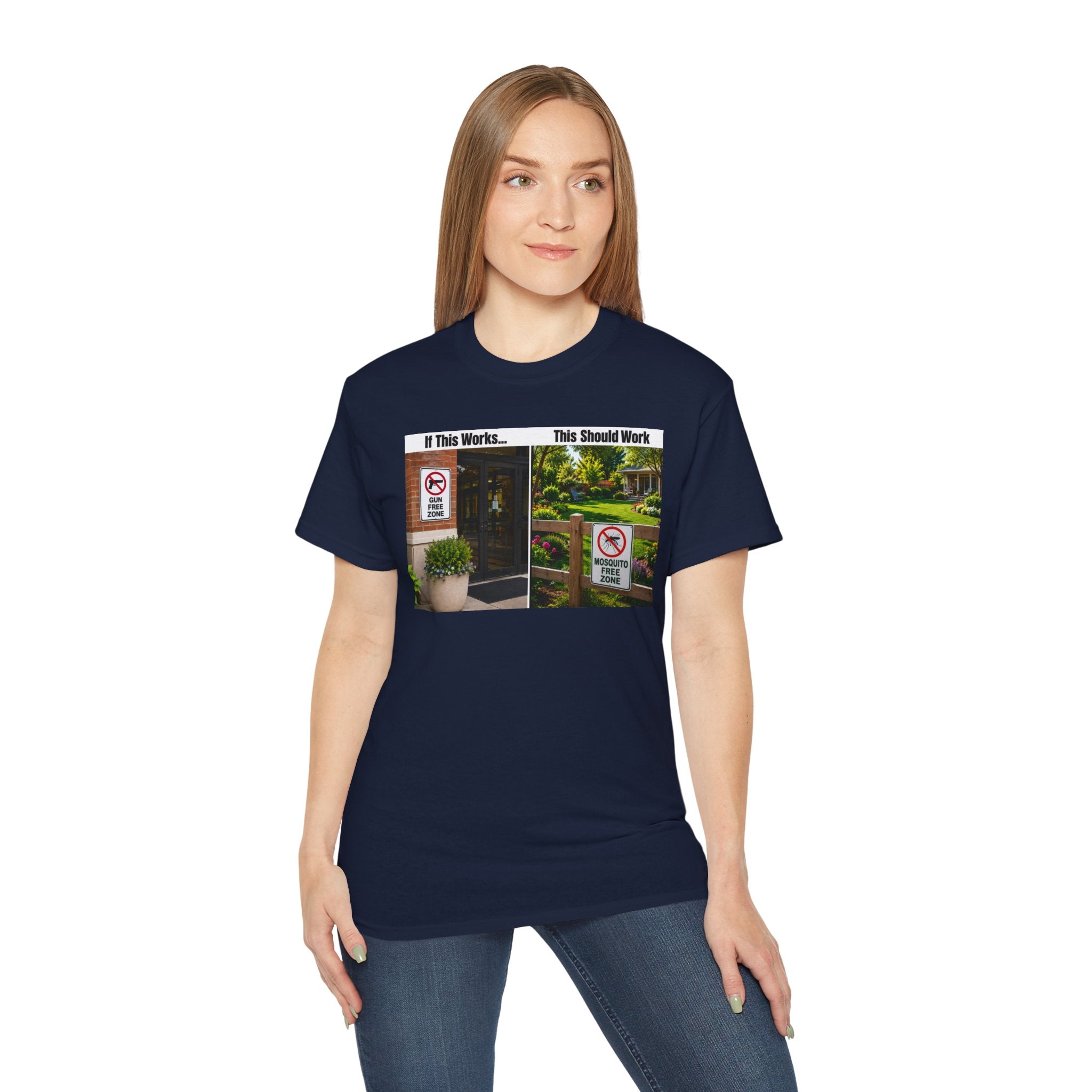 T-Shirt — "If This Works... This Should Work" Funny Gun Free Zone Sign Tee