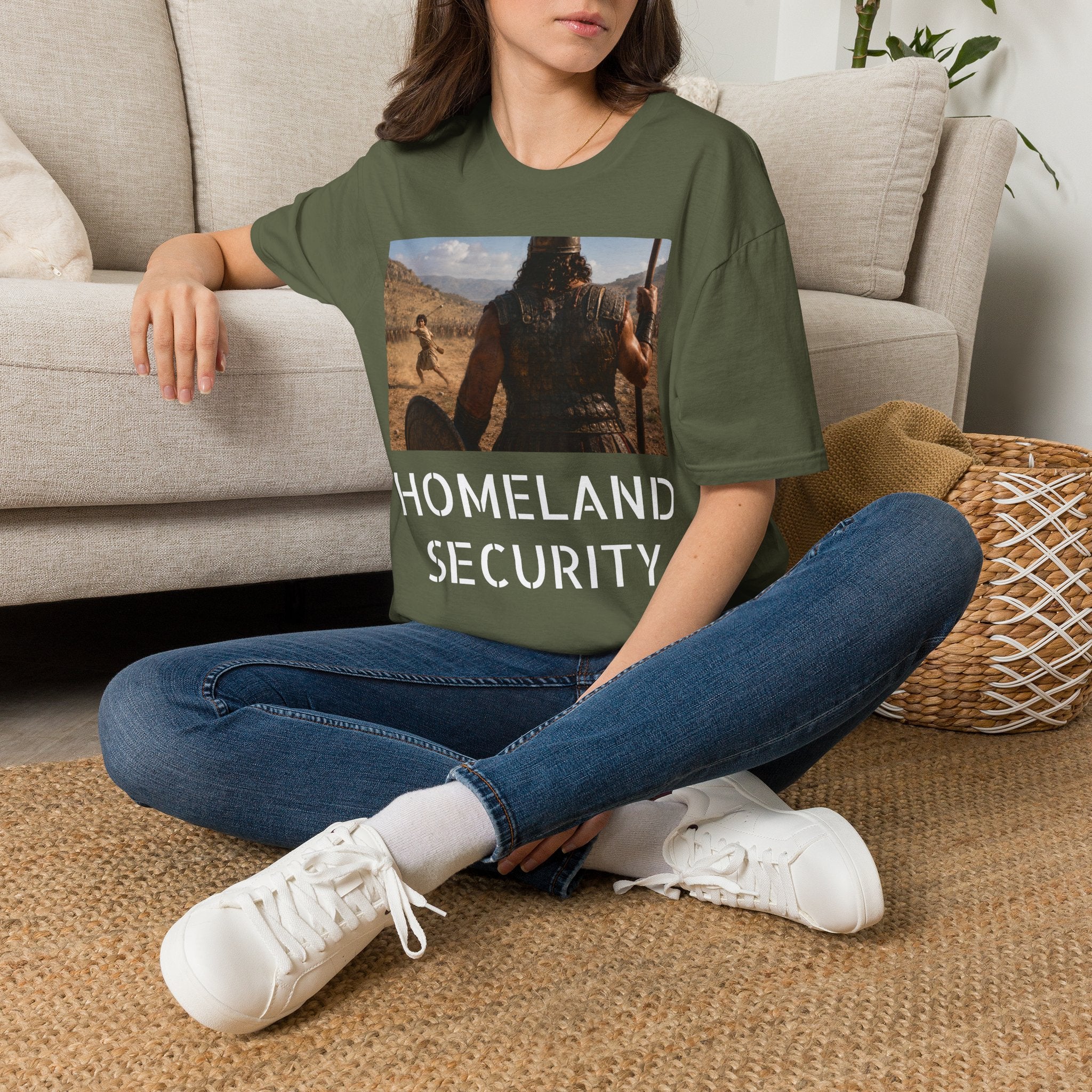David and Goliath Scene T‑Shirt — Epic Battle Landscape Graphic Tee