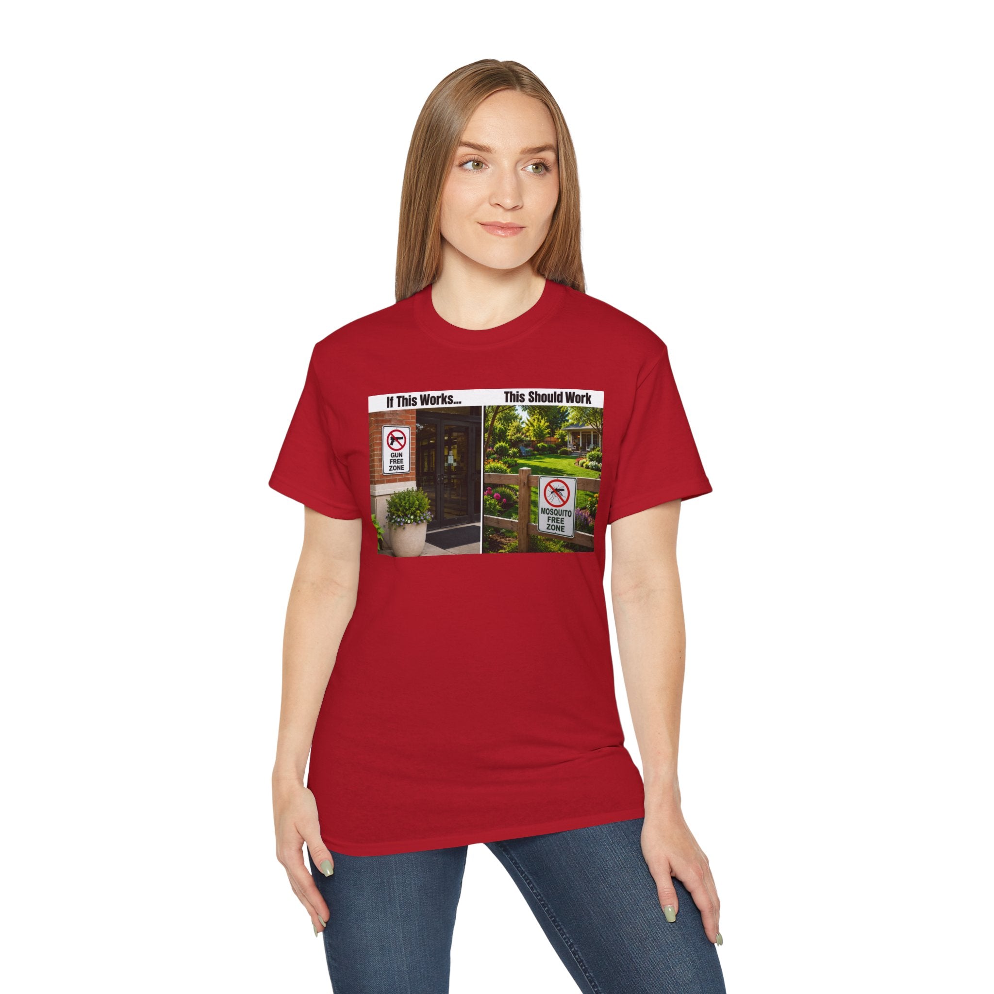 T-Shirt — "If This Works... This Should Work" Funny Gun Free Zone Sign Tee