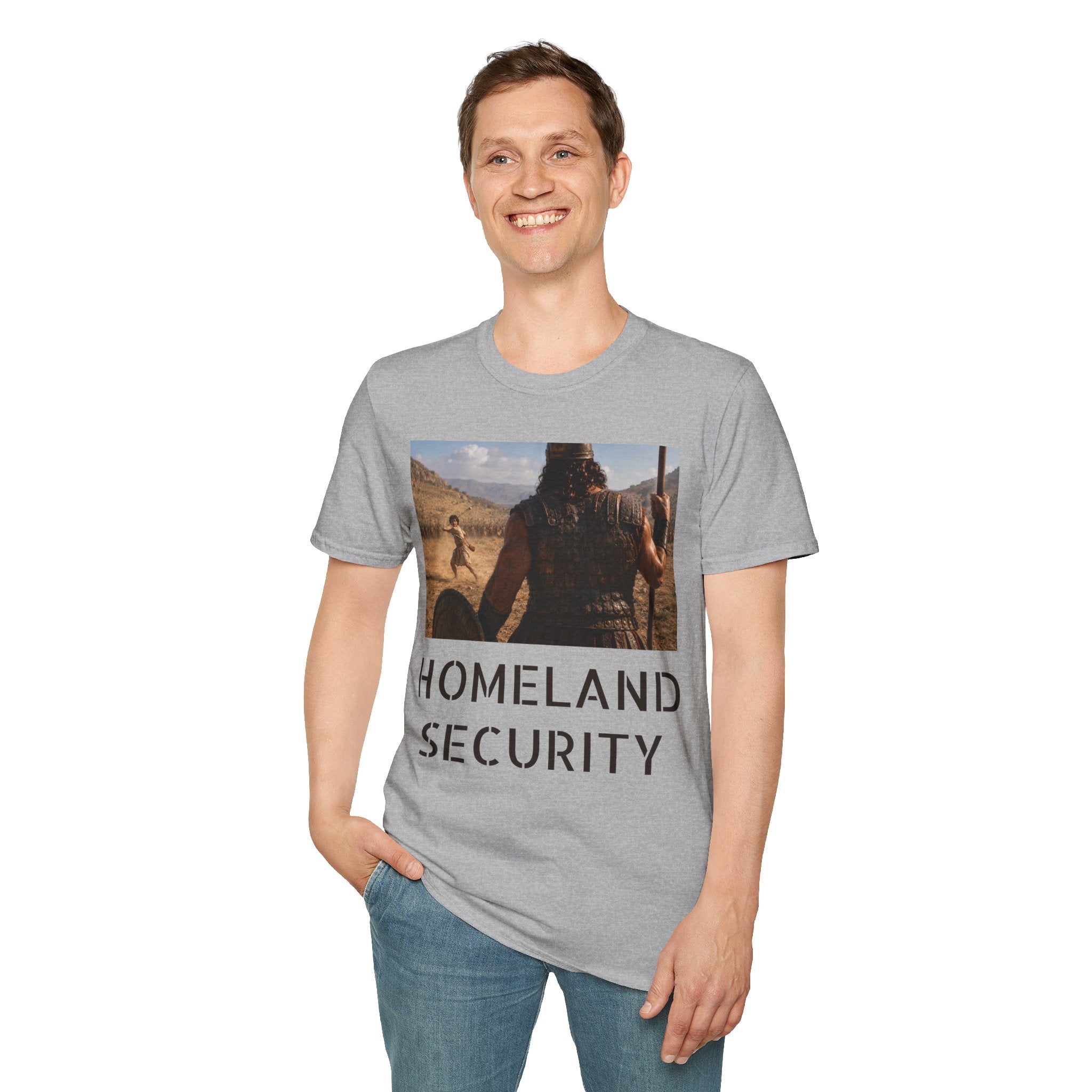 David and Goliath Scene T‑Shirt — Epic Battle Landscape Graphic Tee