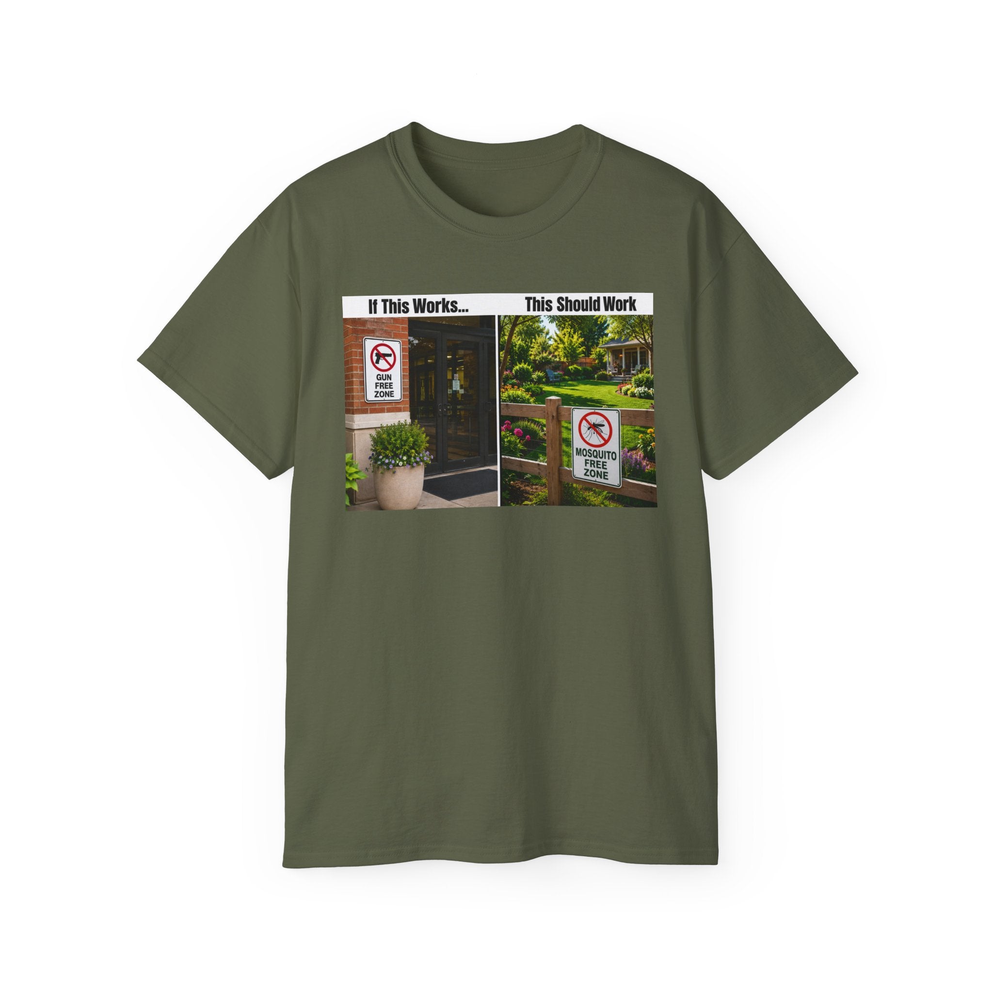 T-Shirt — "If This Works... This Should Work" Funny Gun Free Zone Sign Tee