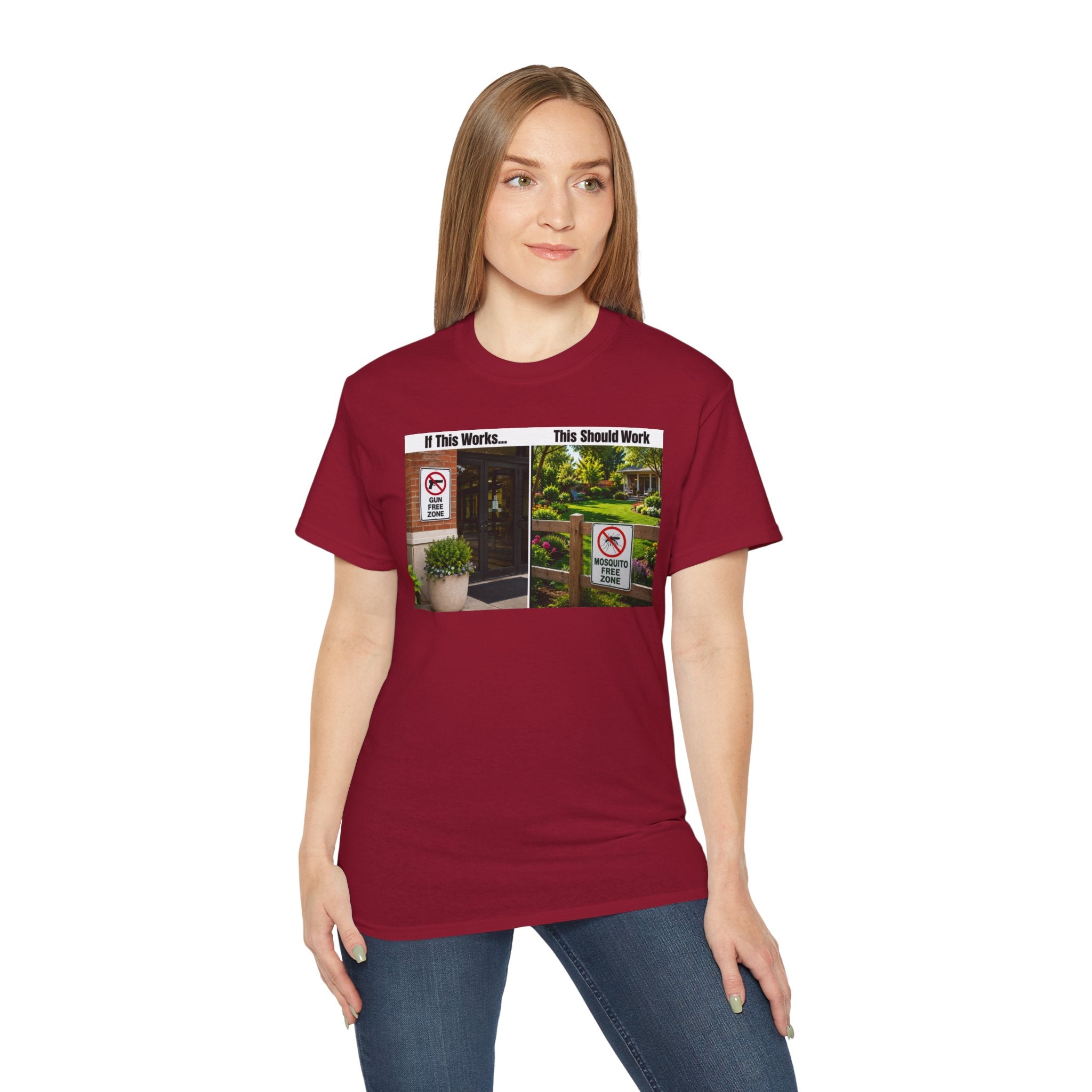 T-Shirt — "If This Works... This Should Work" Funny Gun Free Zone Sign Tee