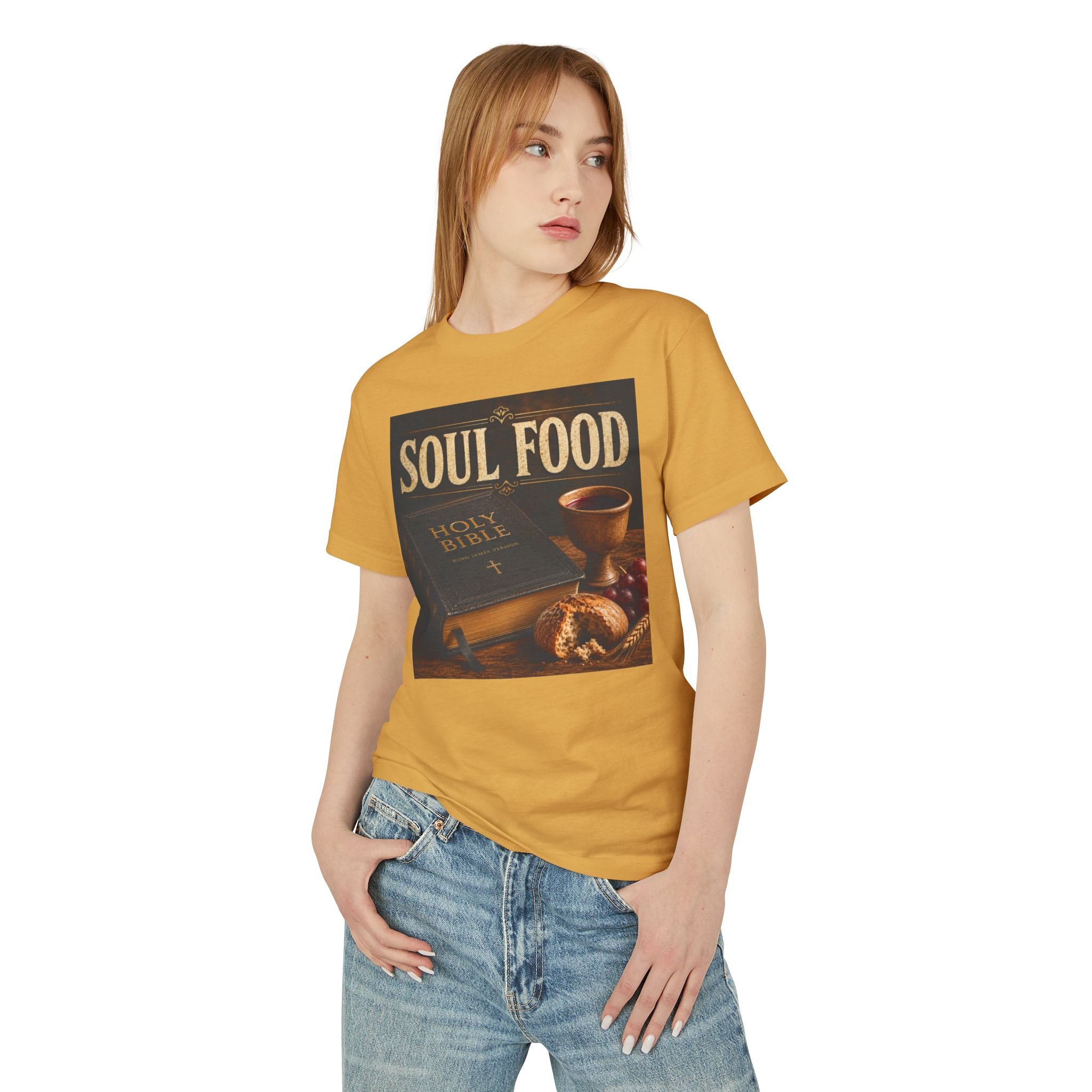 Soul Food Holy Bible graphic Tee | Crossfire American flag back