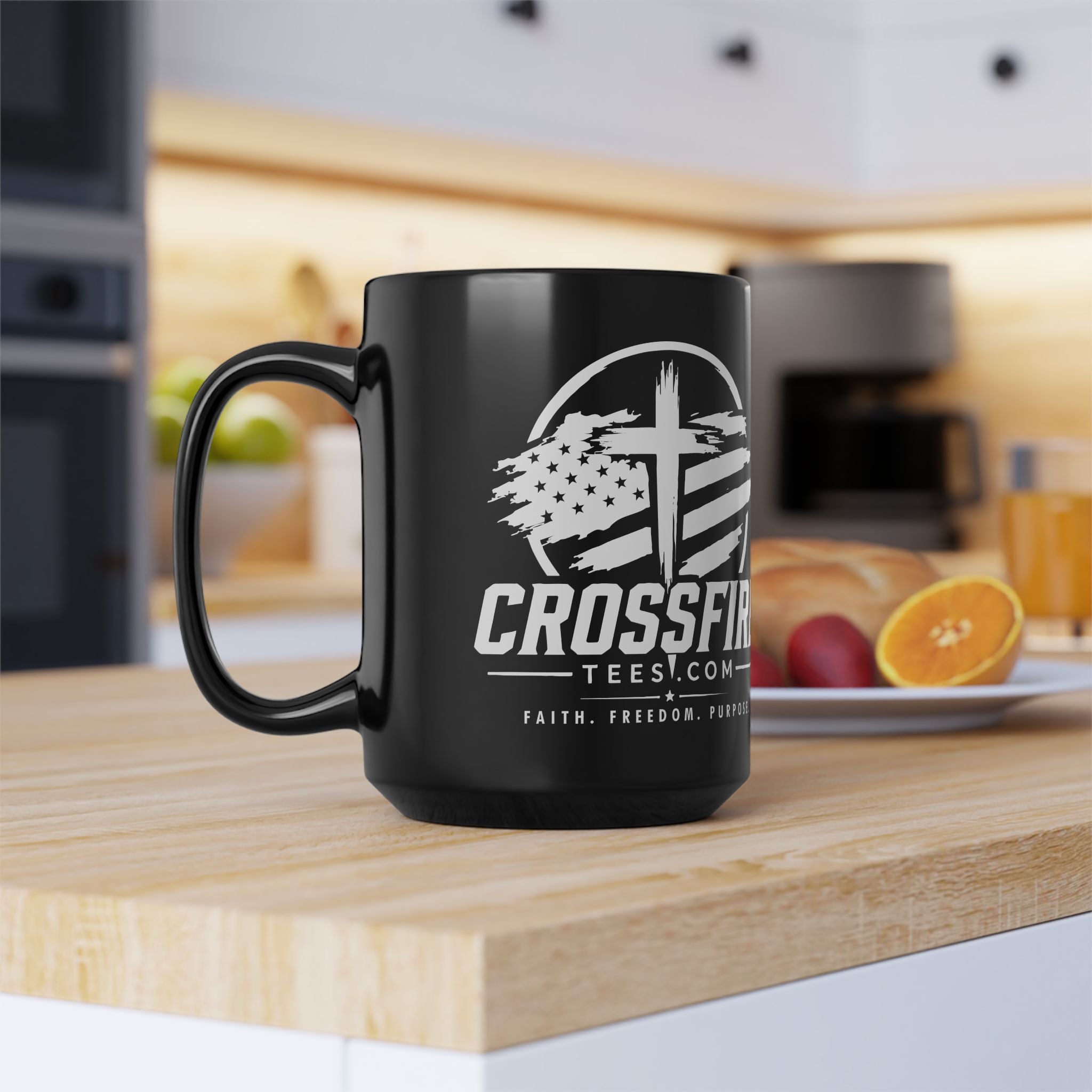 Invictus Maneo Christian Mug — "I Remain Unvanquished" 15oz Black Coffee Cup