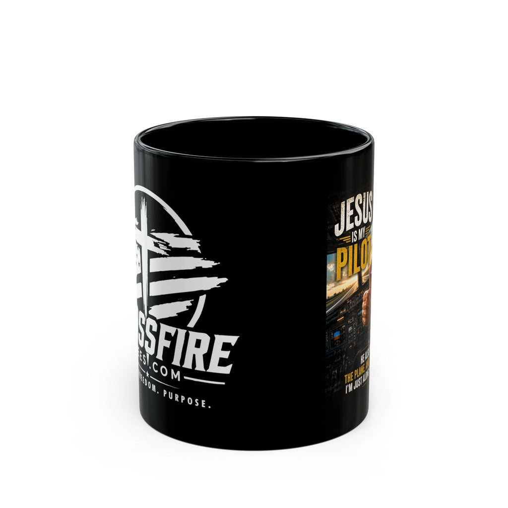 Jesus Is My Pilot Mug | Black Ceramic Coffee Cup