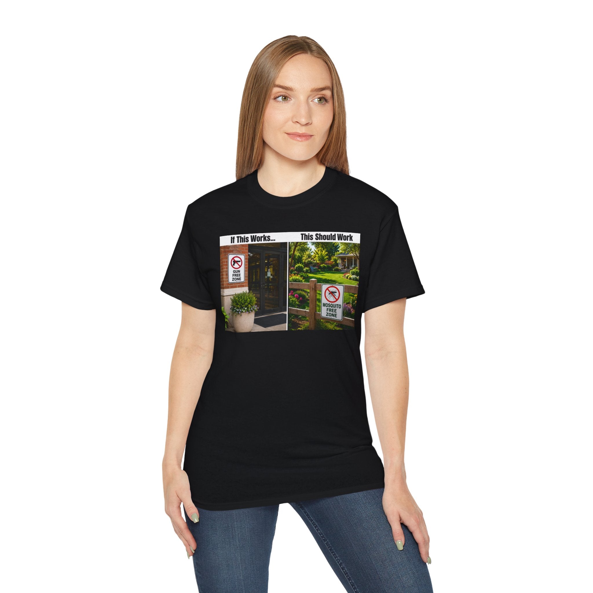 T-Shirt — "If This Works... This Should Work" Funny Gun Free Zone Sign Tee