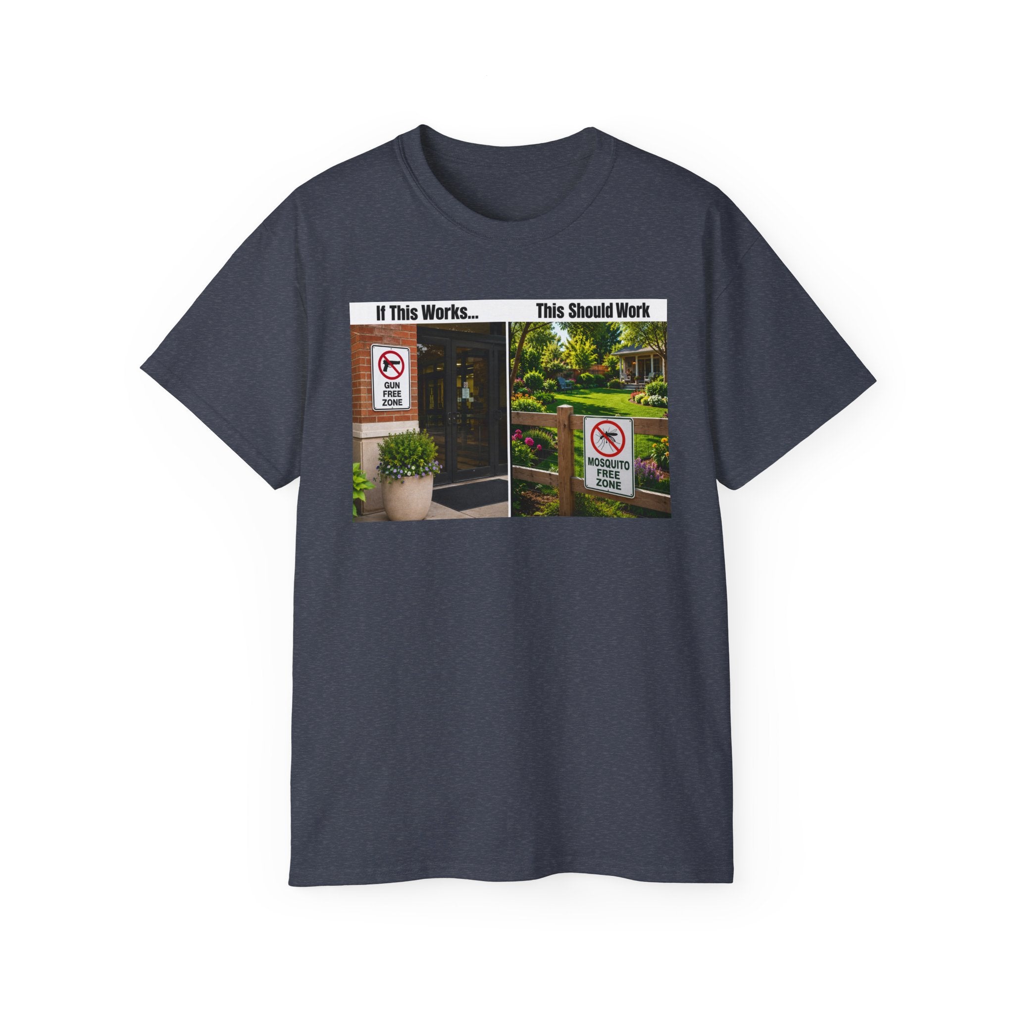 T-Shirt — "If This Works... This Should Work" Funny Gun Free Zone Sign Tee