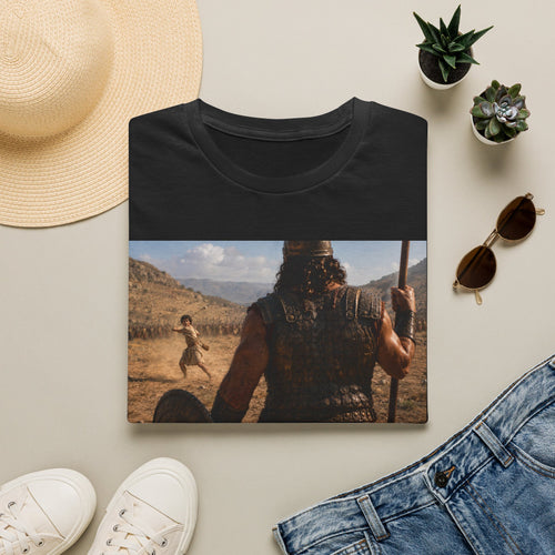 David and Goliath Scene T‑Shirt — Epic Battle Landscape Graphic Tee