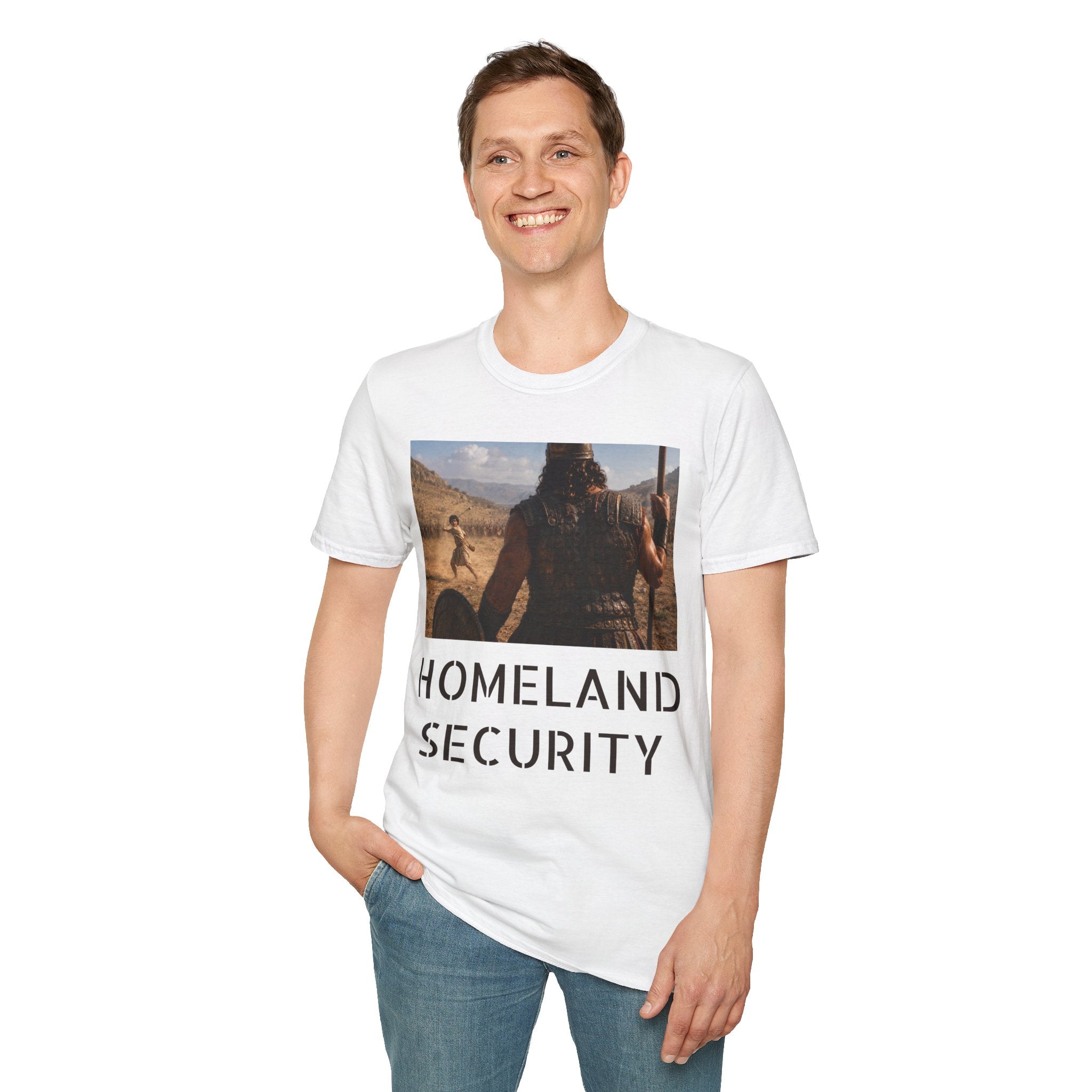 David and Goliath Scene T‑Shirt — Epic Battle Landscape Graphic Tee