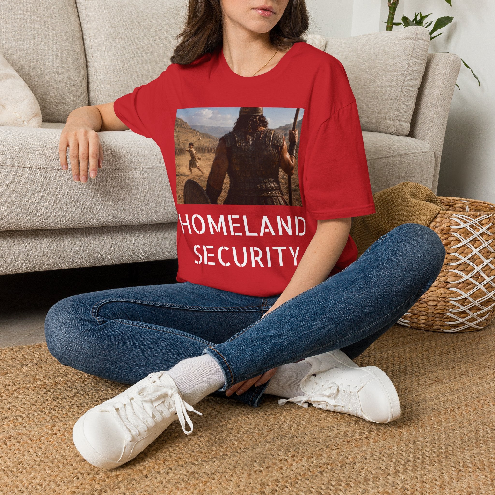 David and Goliath Scene T‑Shirt — Epic Battle Landscape Graphic Tee