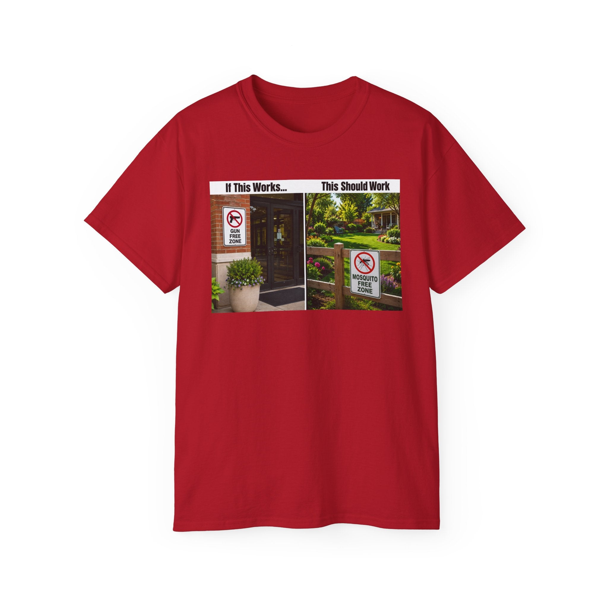 T-Shirt — "If This Works... This Should Work" Funny Gun Free Zone Sign Tee