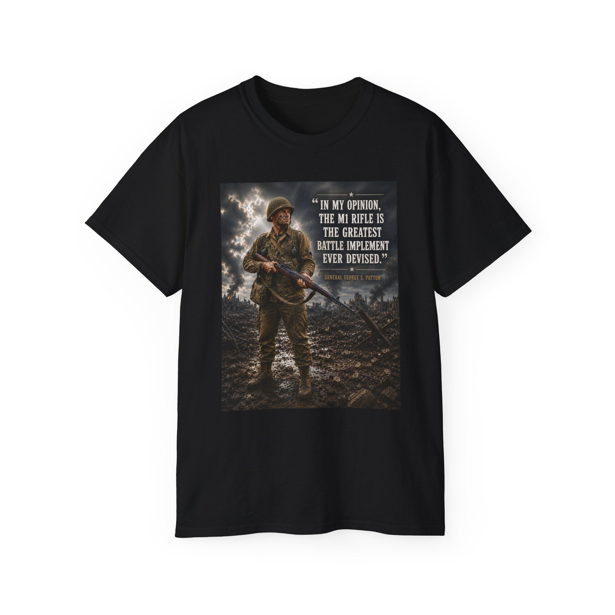 Soldier with Rifle Quote T-Shirt | Military Vintage Warfare Tee