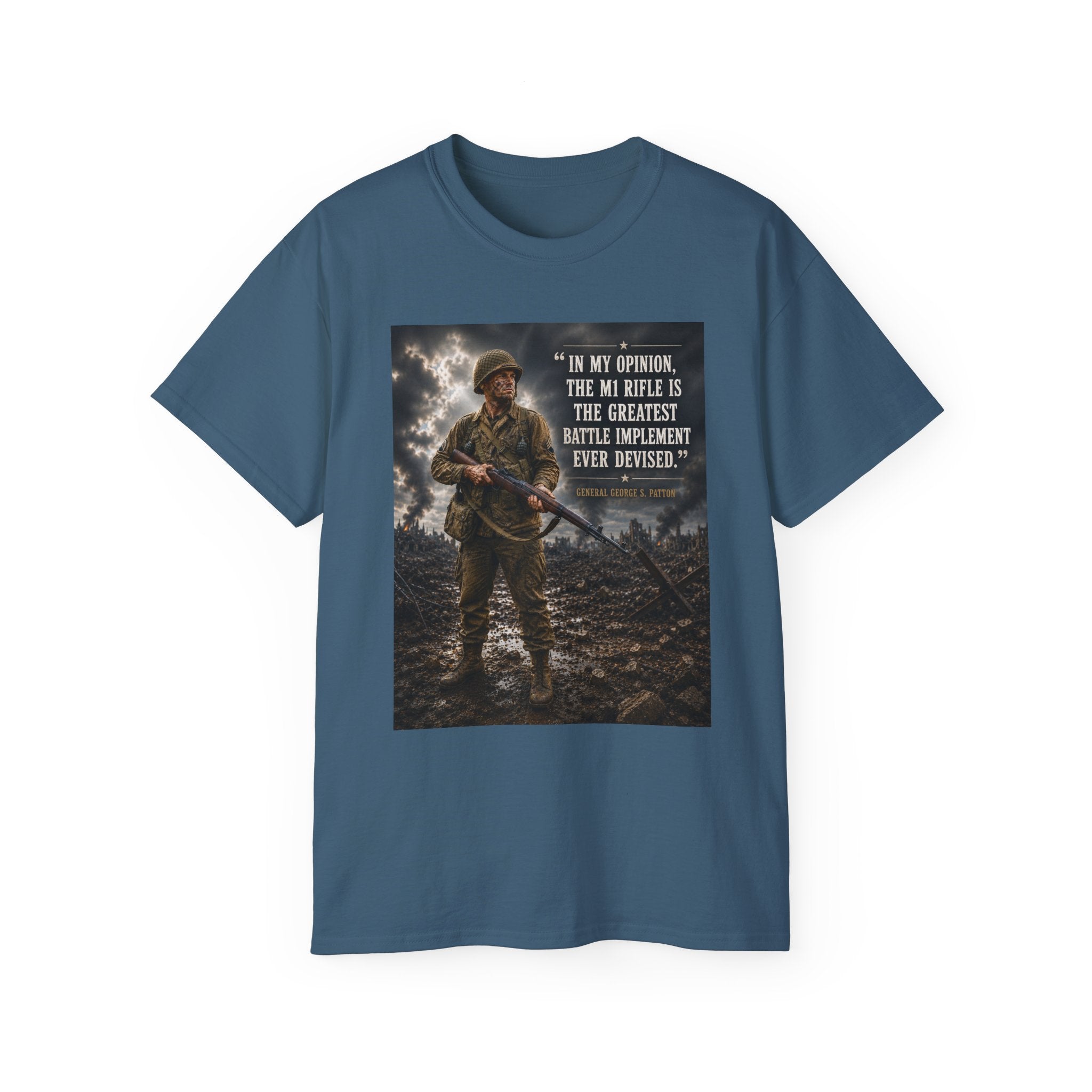 Soldier with Rifle Quote T-Shirt | Military Vintage Warfare Tee