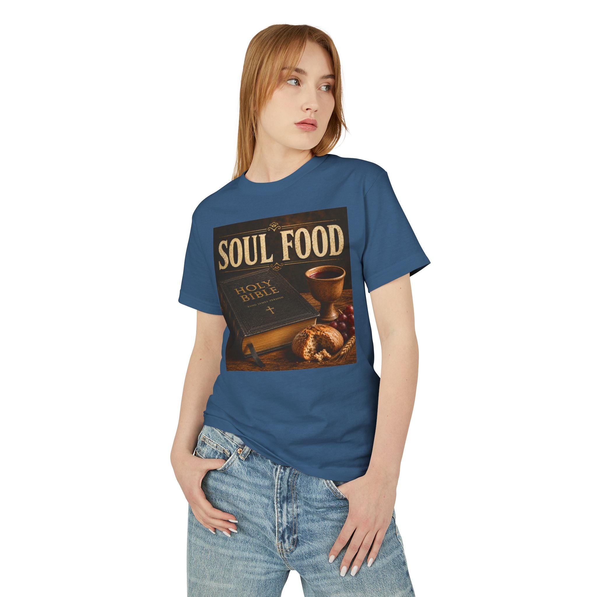 Soul Food Holy Bible graphic Tee | Crossfire American flag back