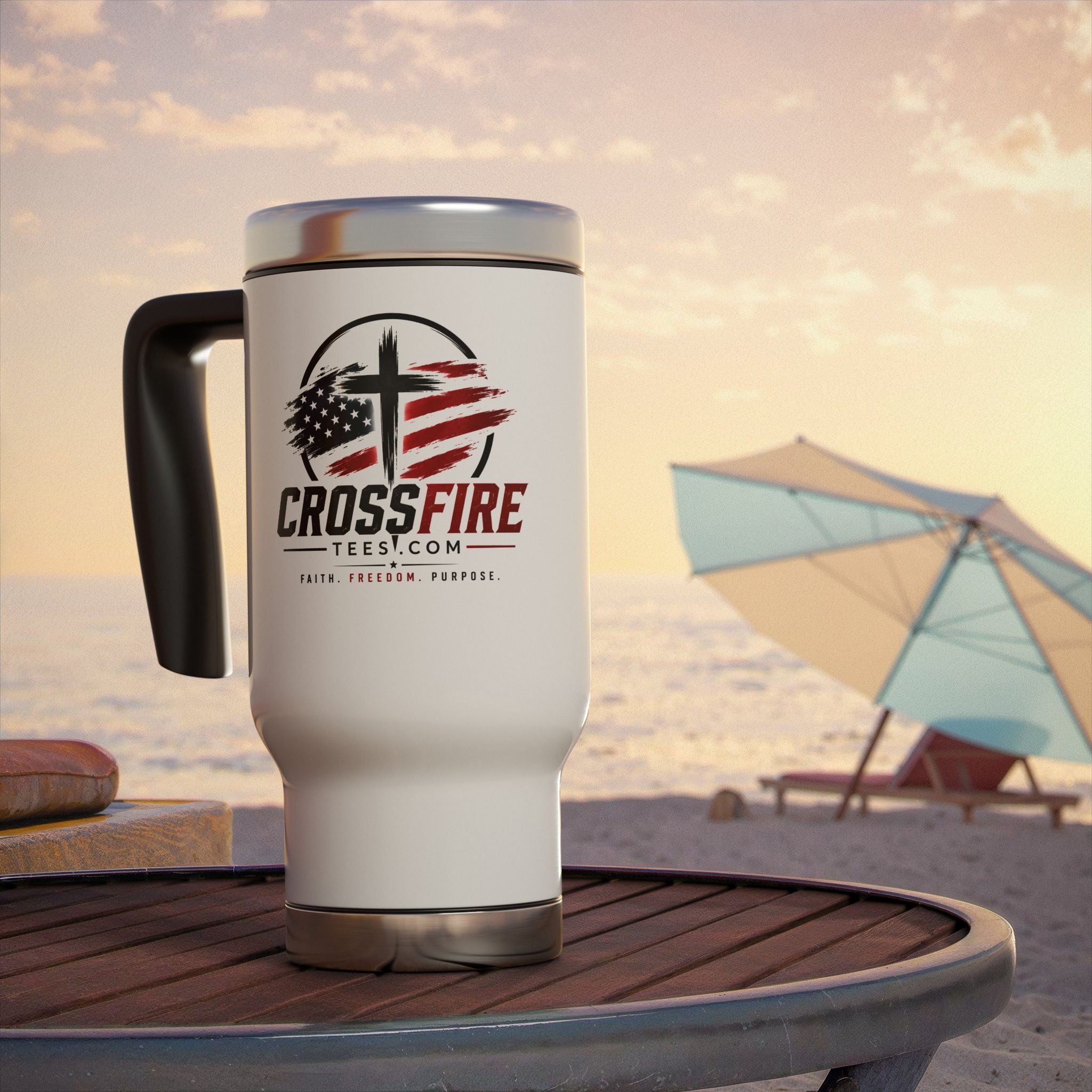 Jesus is my Pilot Travel Mug — 14oz Stainless Steel Handle Mug (Faith • Freedom)