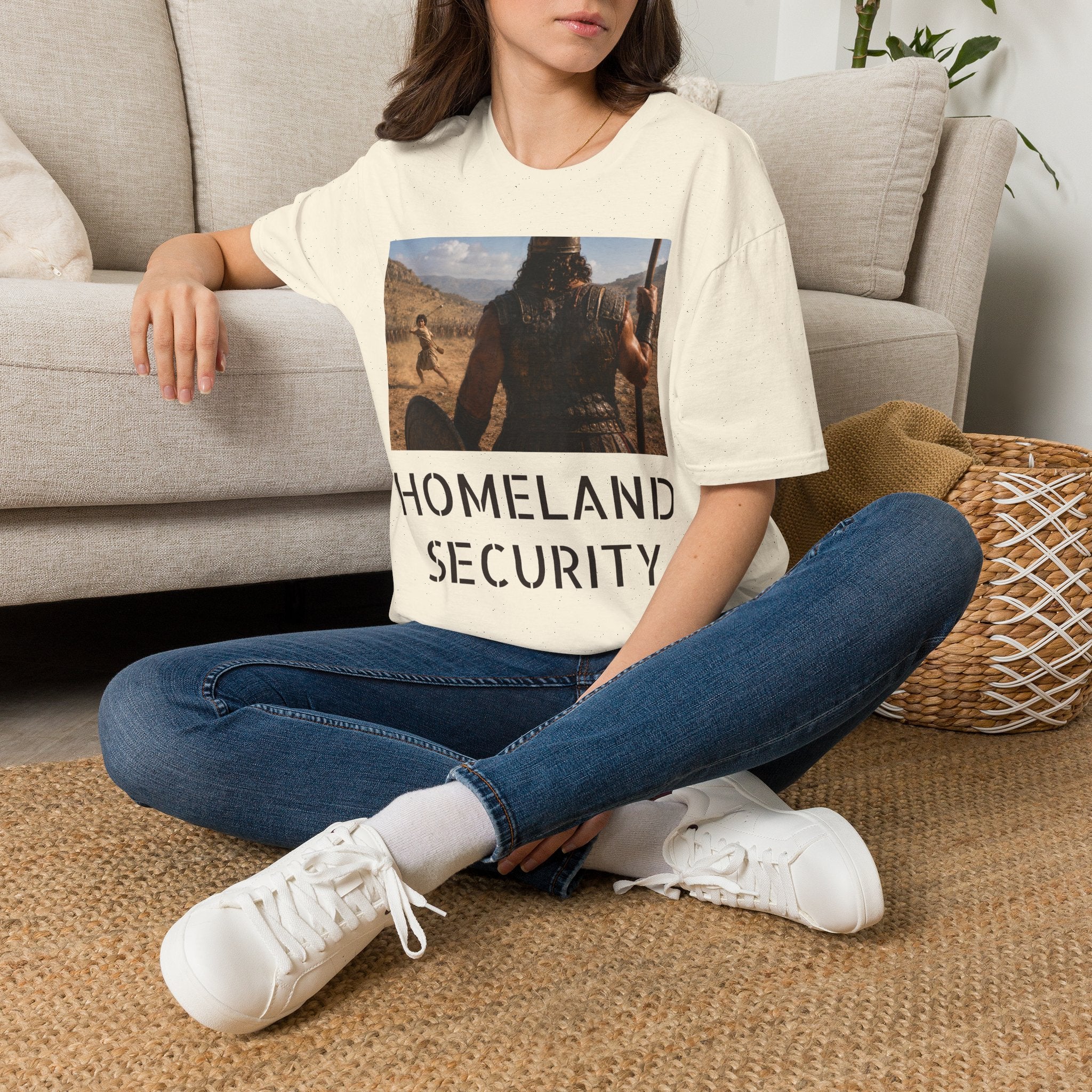 David and Goliath Scene T‑Shirt — Epic Battle Landscape Graphic Tee