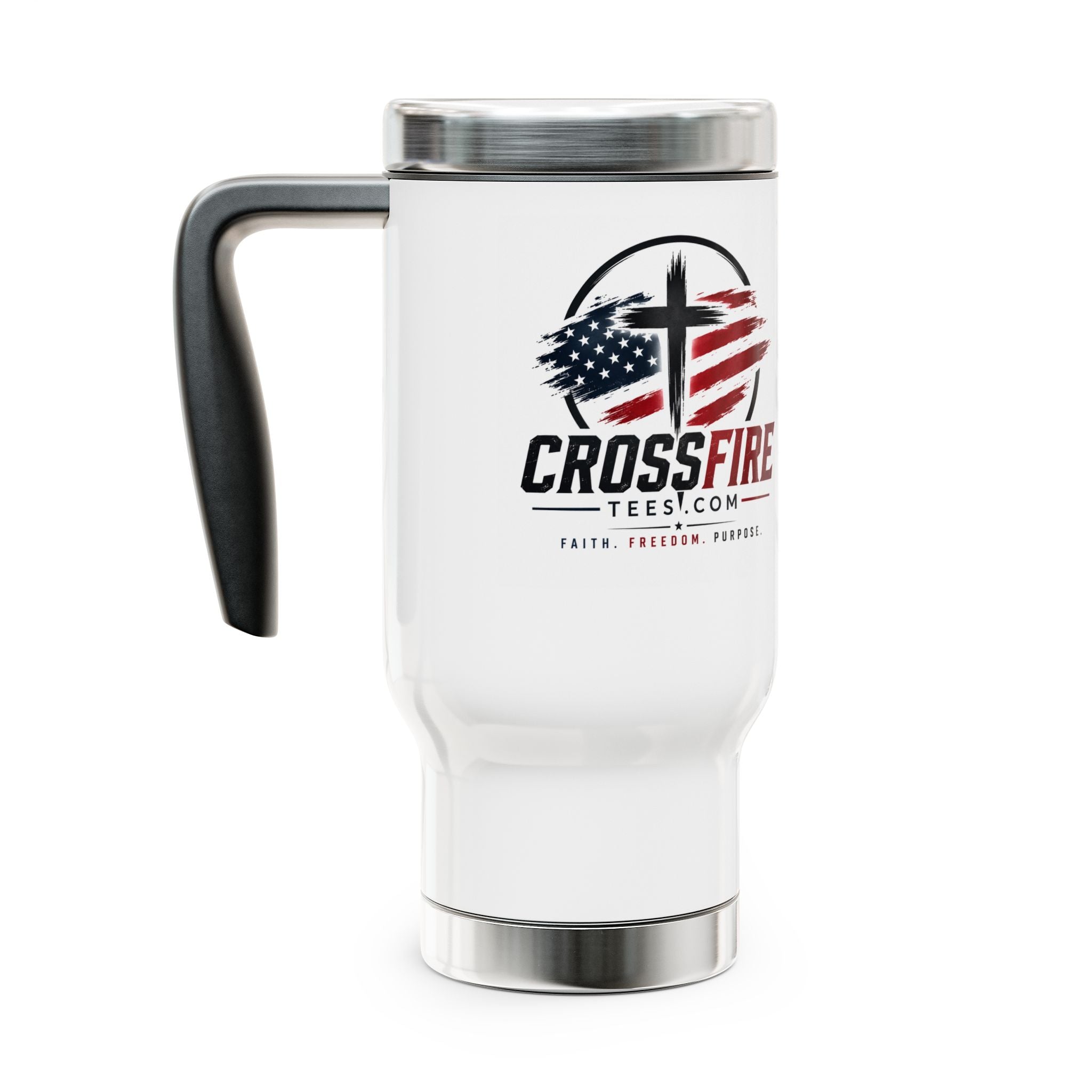 Jesus is my Pilot Travel Mug — 14oz Stainless Steel Handle Mug (Faith • Freedom)