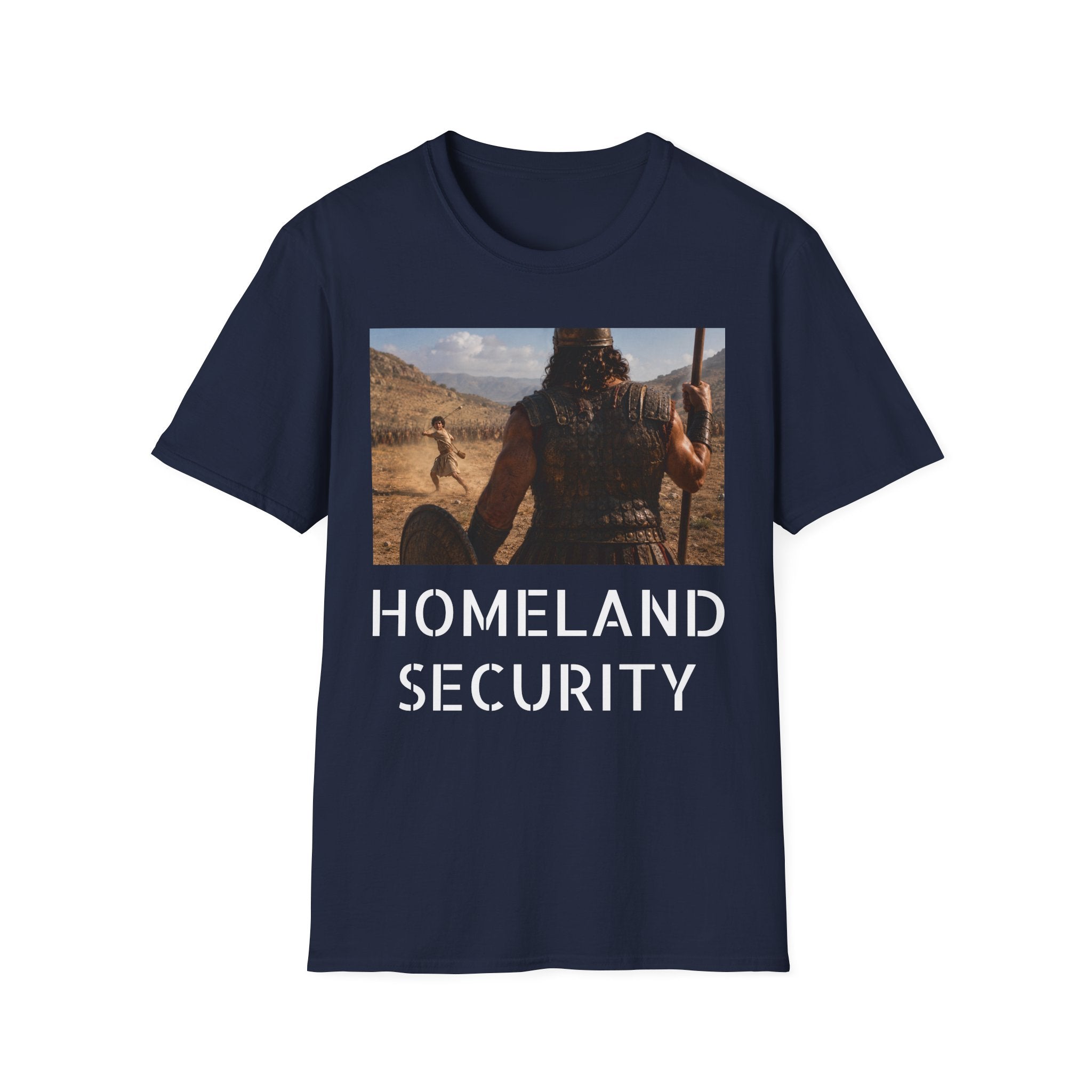 David and Goliath Scene T‑Shirt — Epic Battle Landscape Graphic Tee