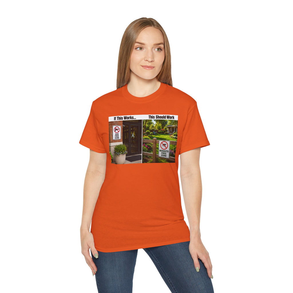 T-Shirt — "If This Works... This Should Work" Funny Gun Free Zone Sign Tee