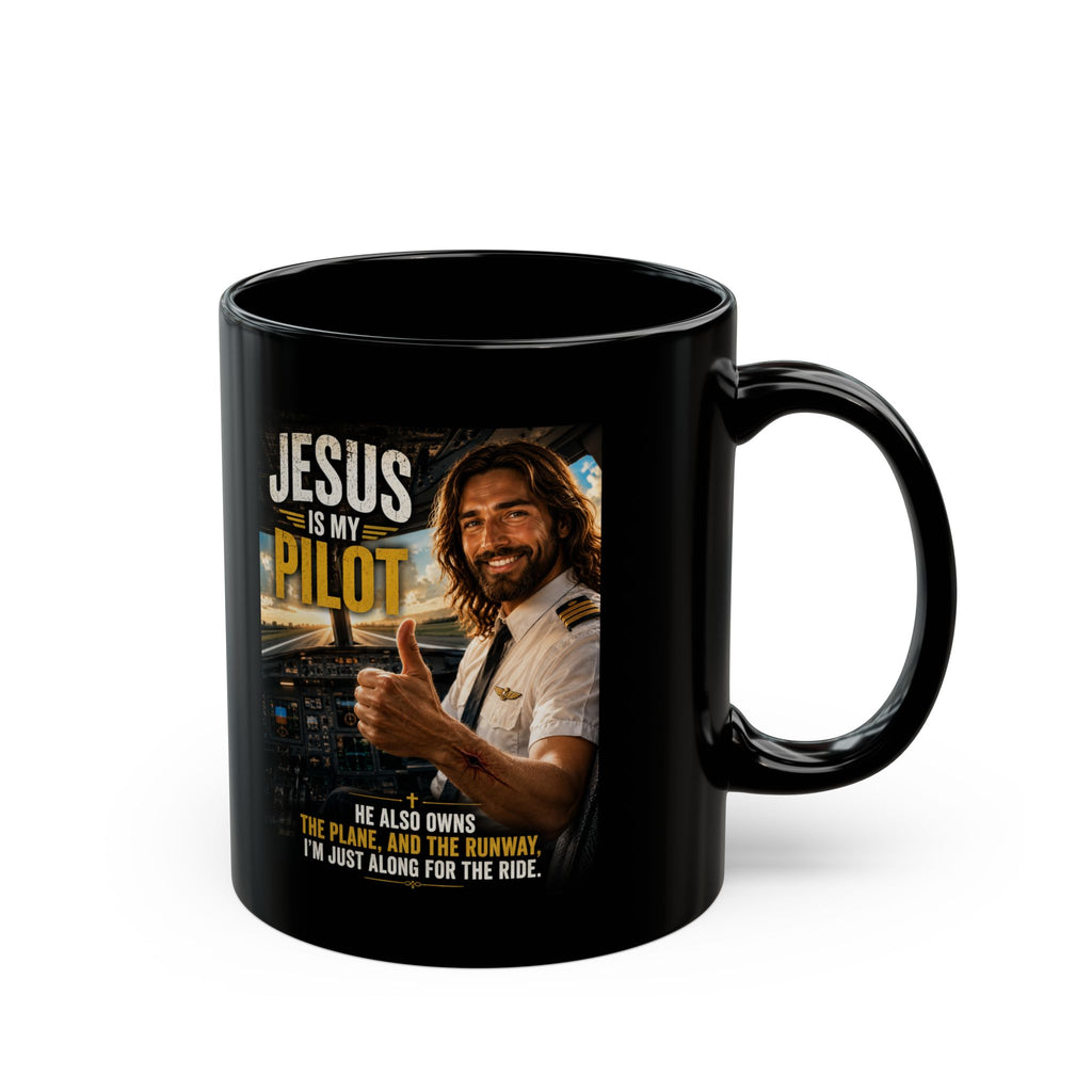 Jesus Is My Pilot Mug | Black Ceramic Coffee Cup