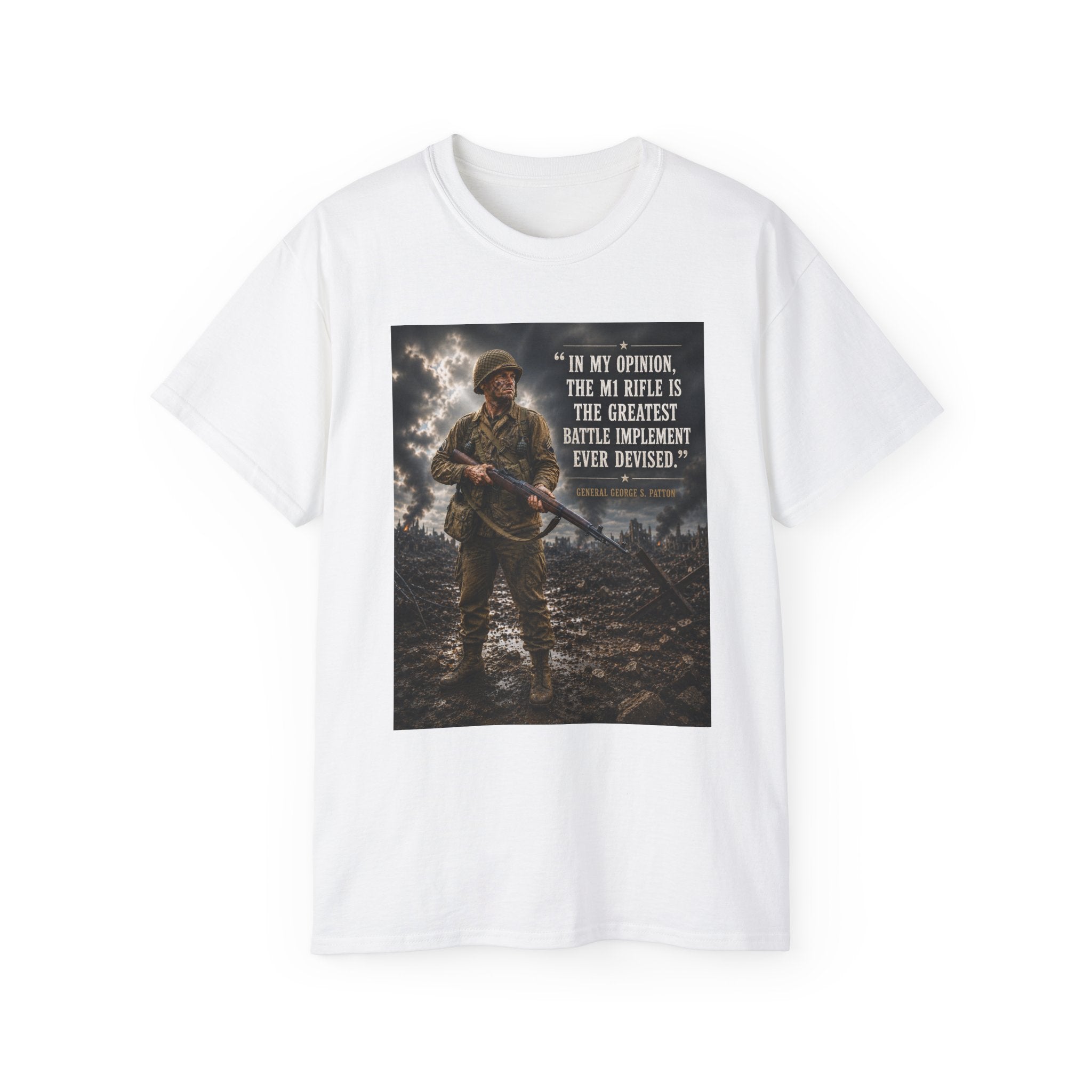 Soldier with Rifle Quote T-Shirt | Military Vintage Warfare Tee