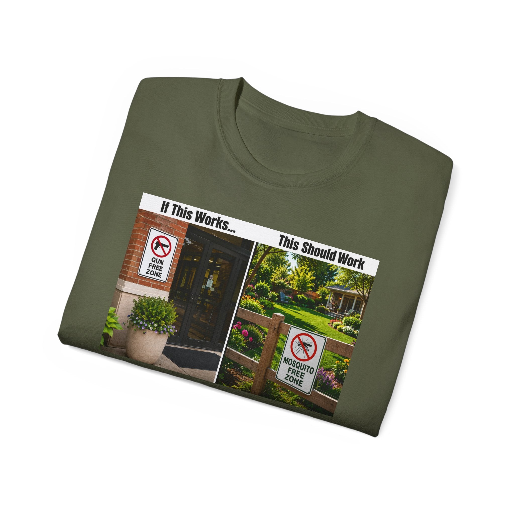 T-Shirt — "If This Works... This Should Work" Funny Gun Free Zone Sign Tee