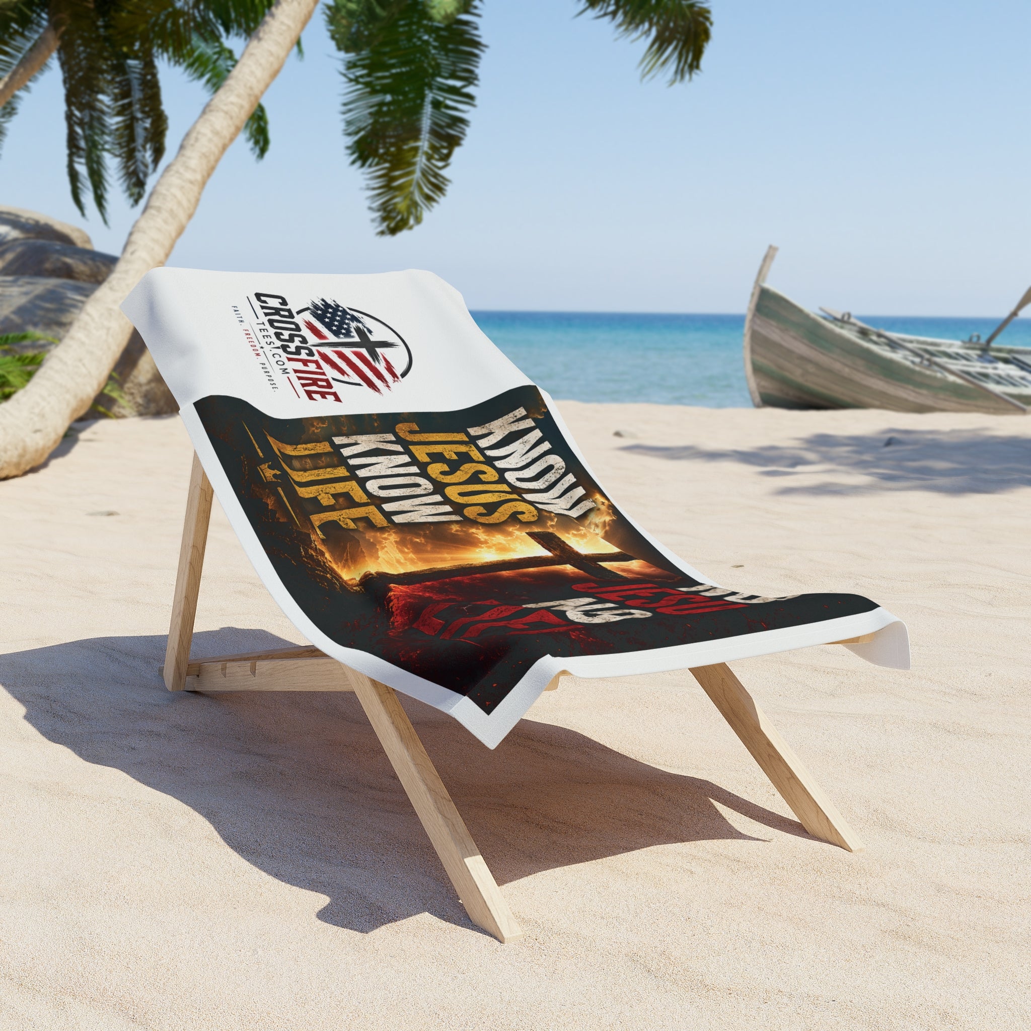 Know Jesus Know Life beach towel | Christian cross scripture design