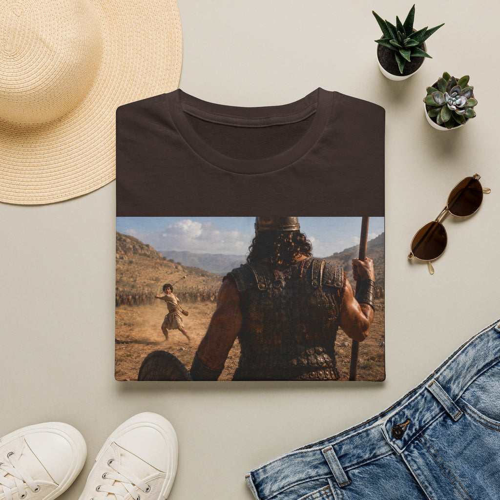 David and Goliath Scene T‑Shirt — Epic Battle Landscape Graphic Tee